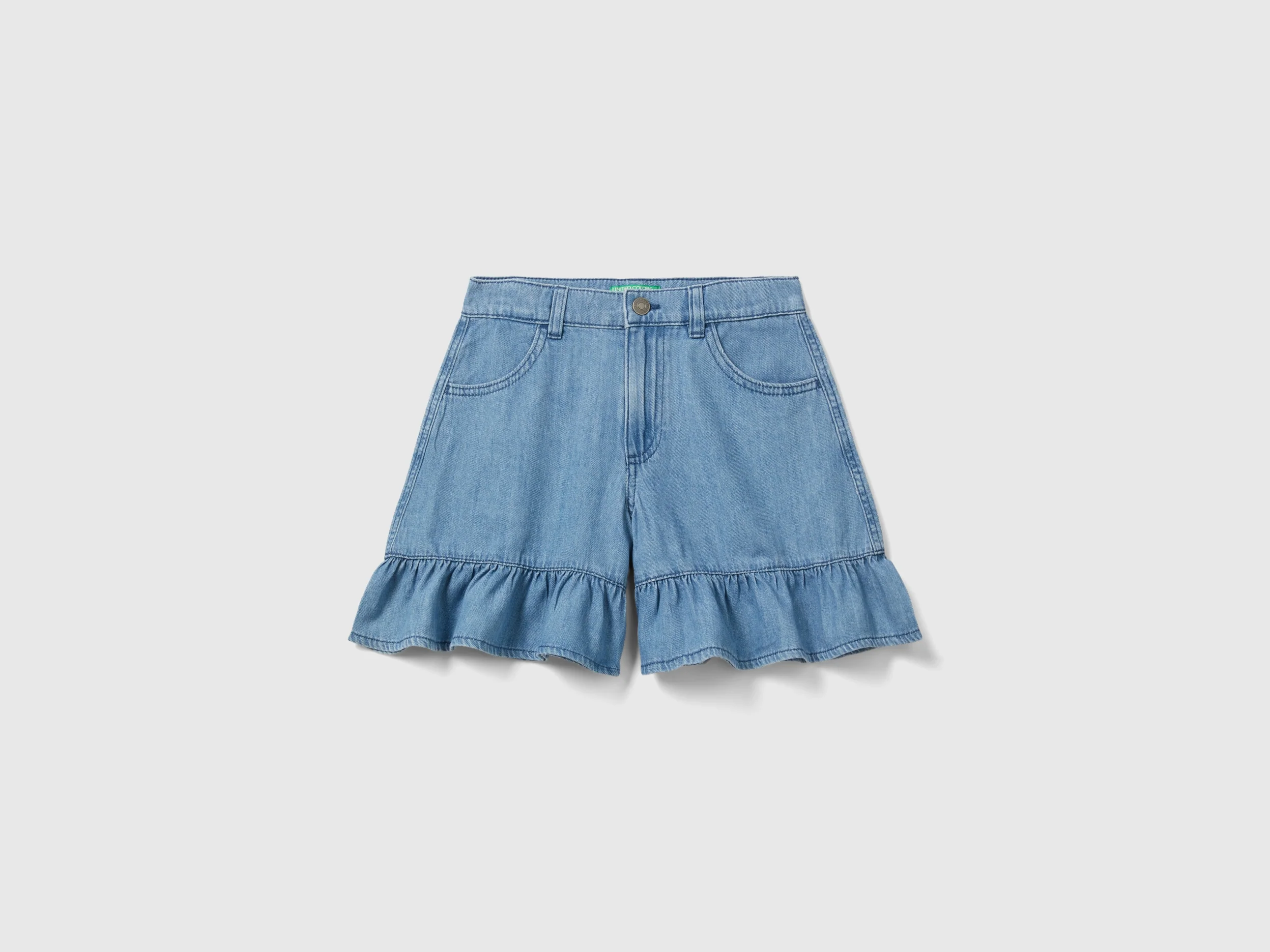 Bermuda di jeans leggero con balza