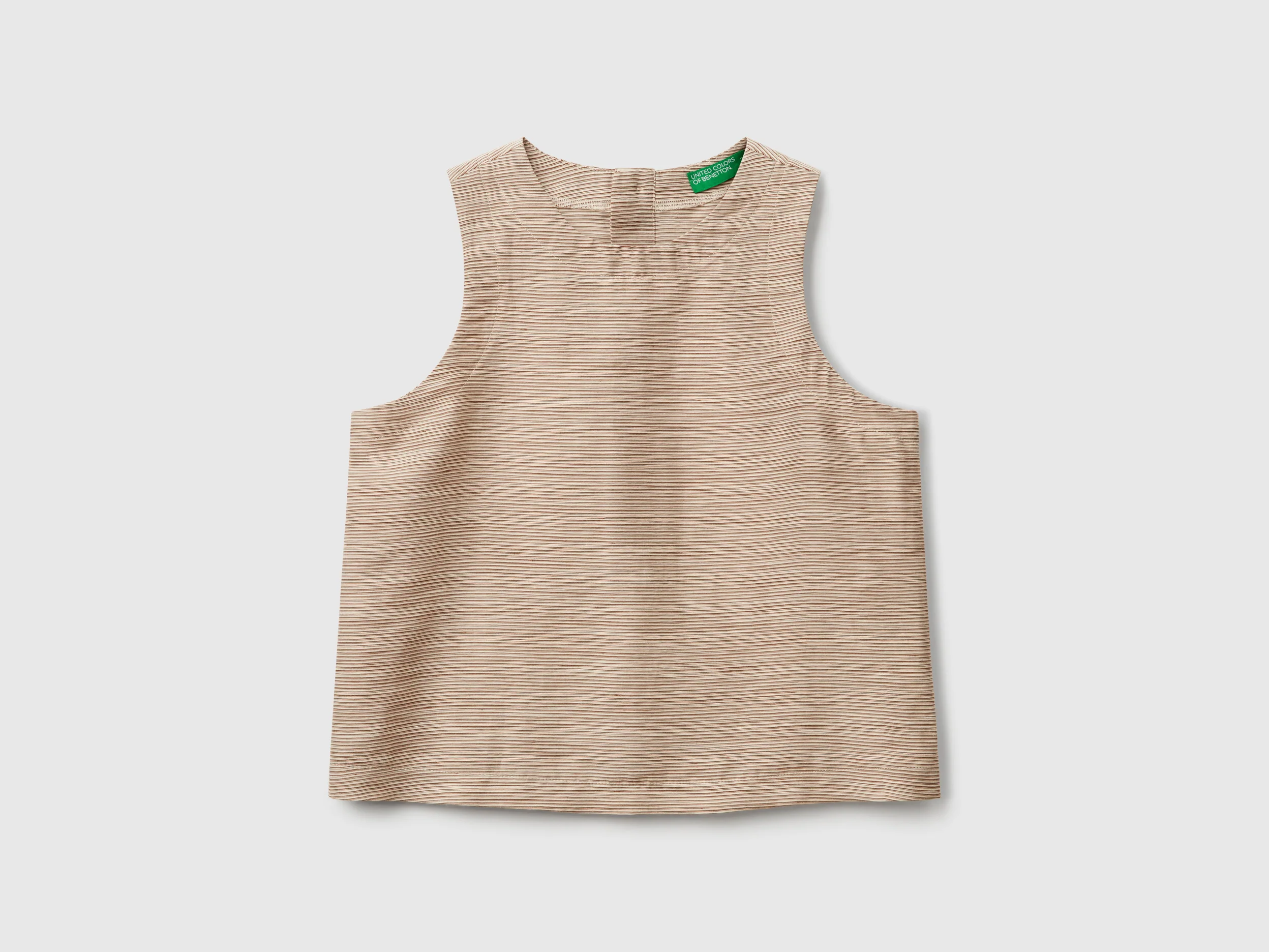 Blusa a righe in misto lino