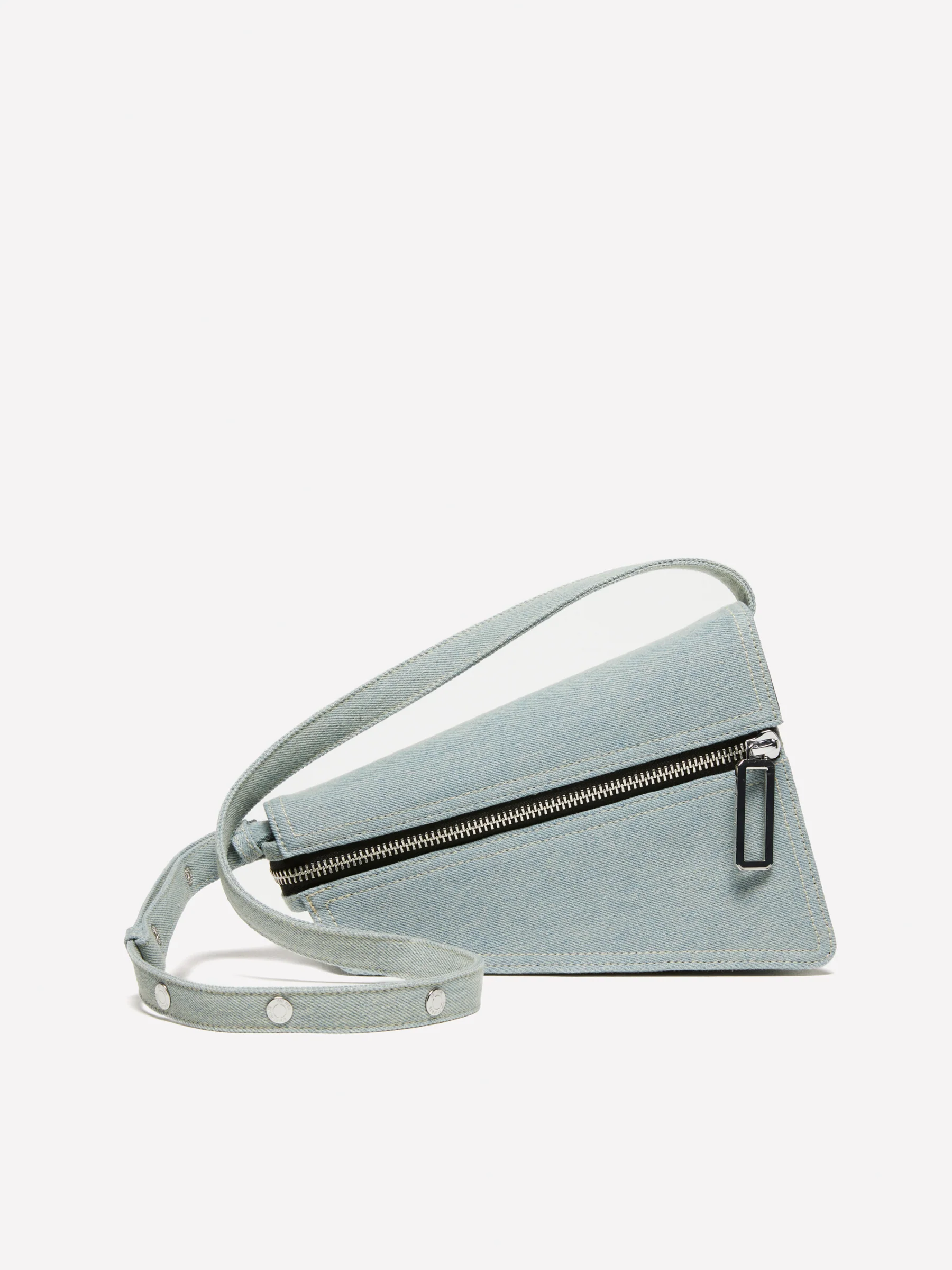 Borsa asimmetrica in denim con tracolla