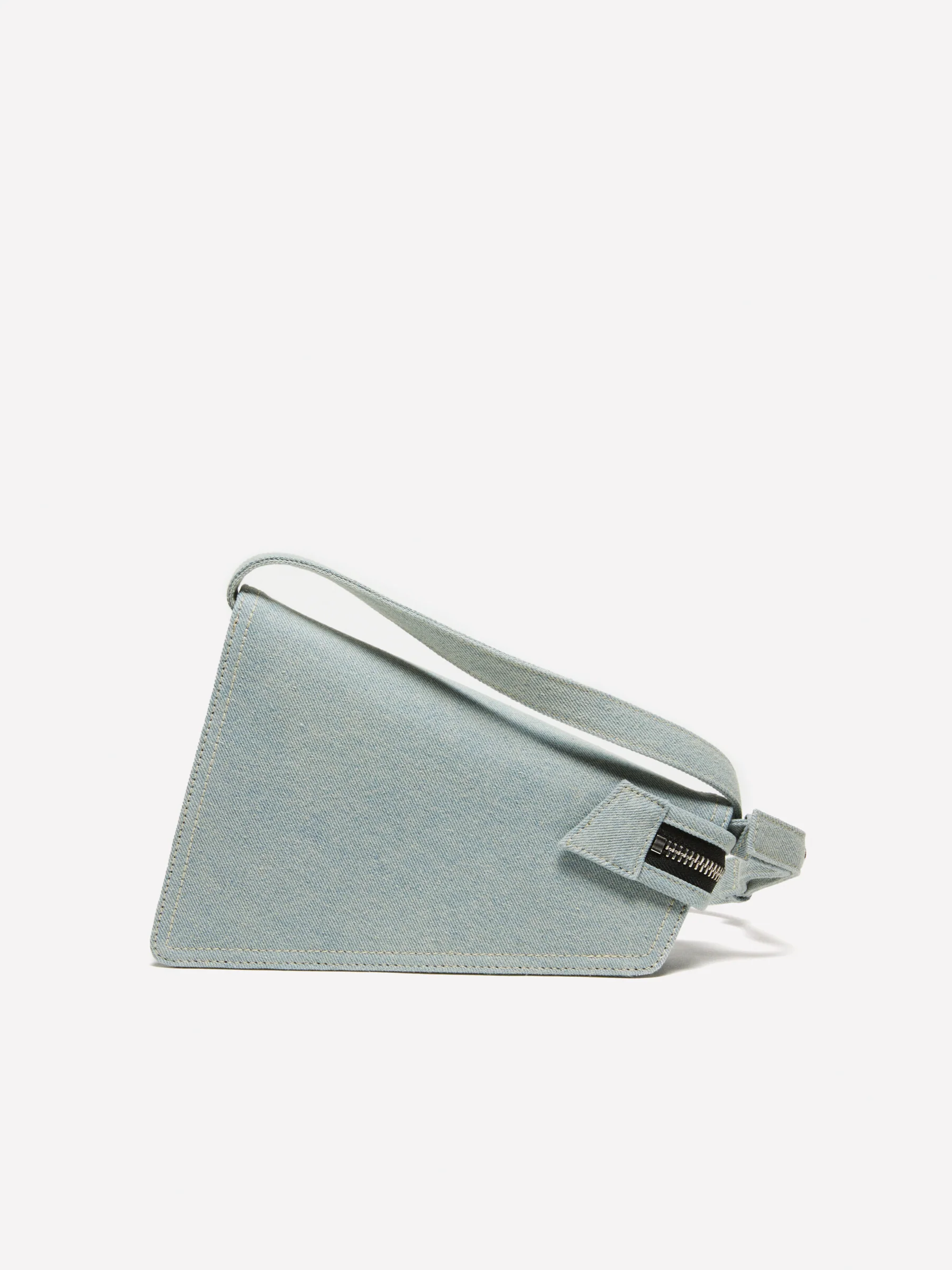 Borsa asimmetrica in denim con tracolla - Image 2