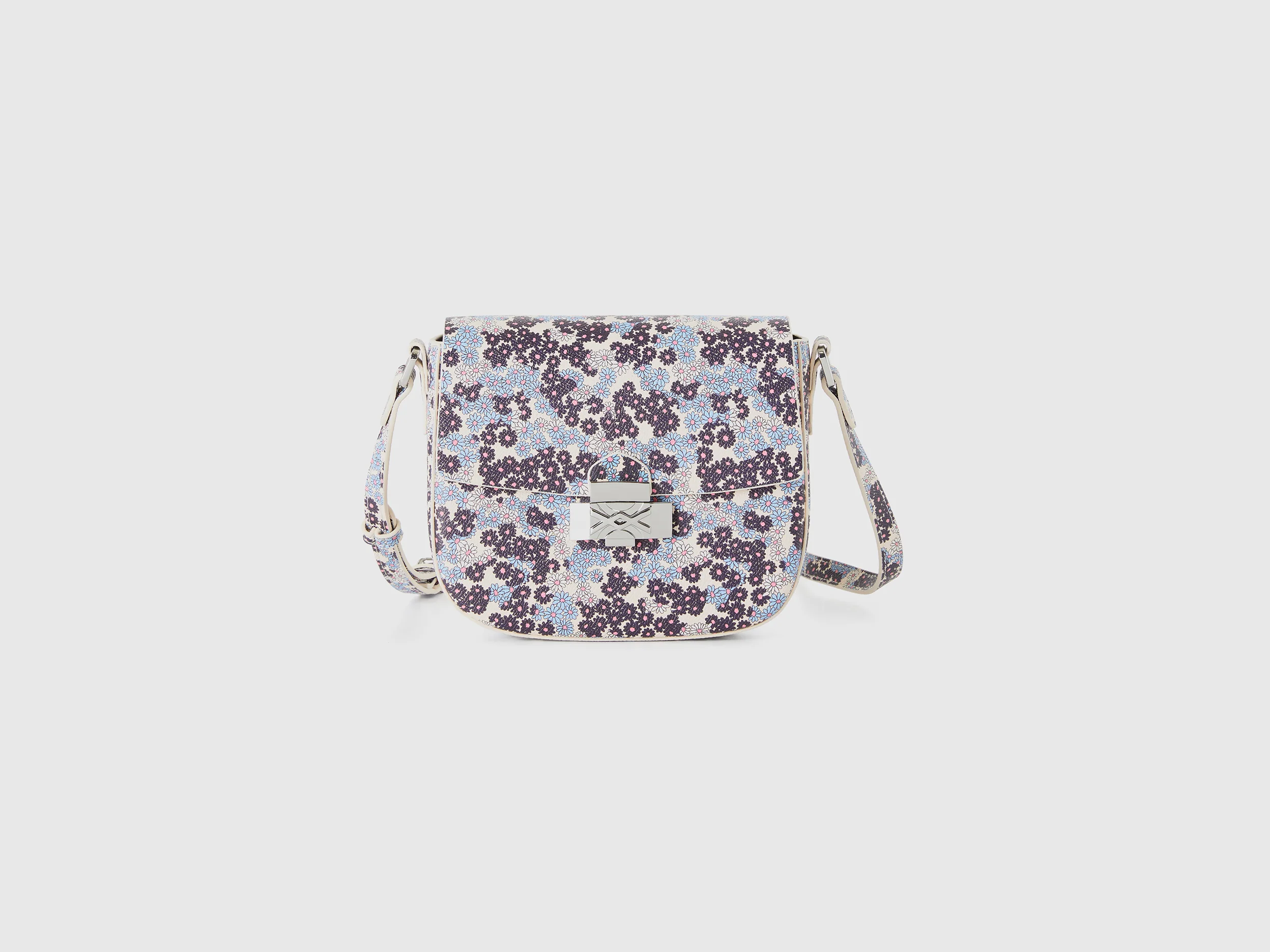 Borsa con fiori in tessuto spalmato