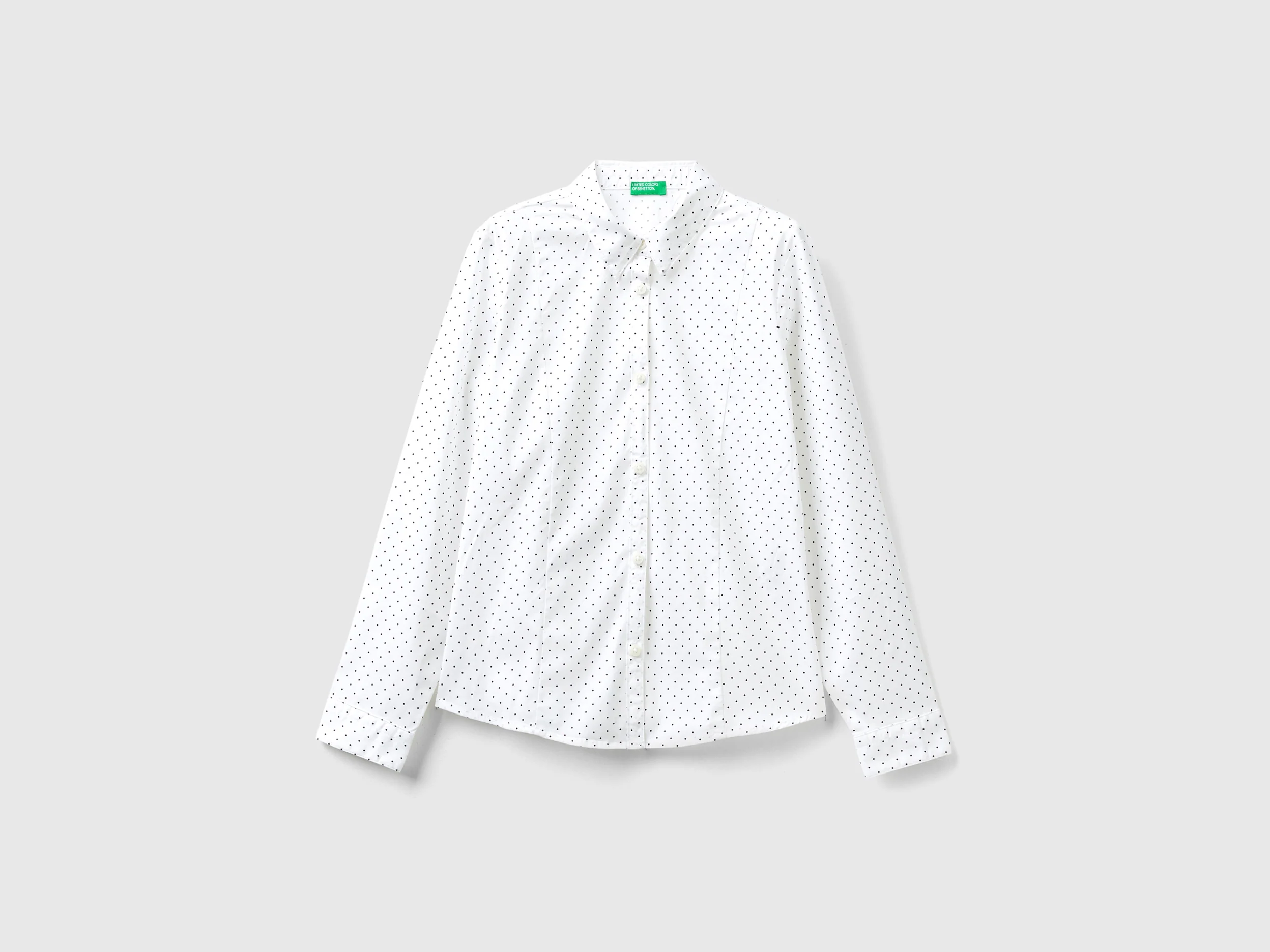 Camicia a pois in misto cotone stretch