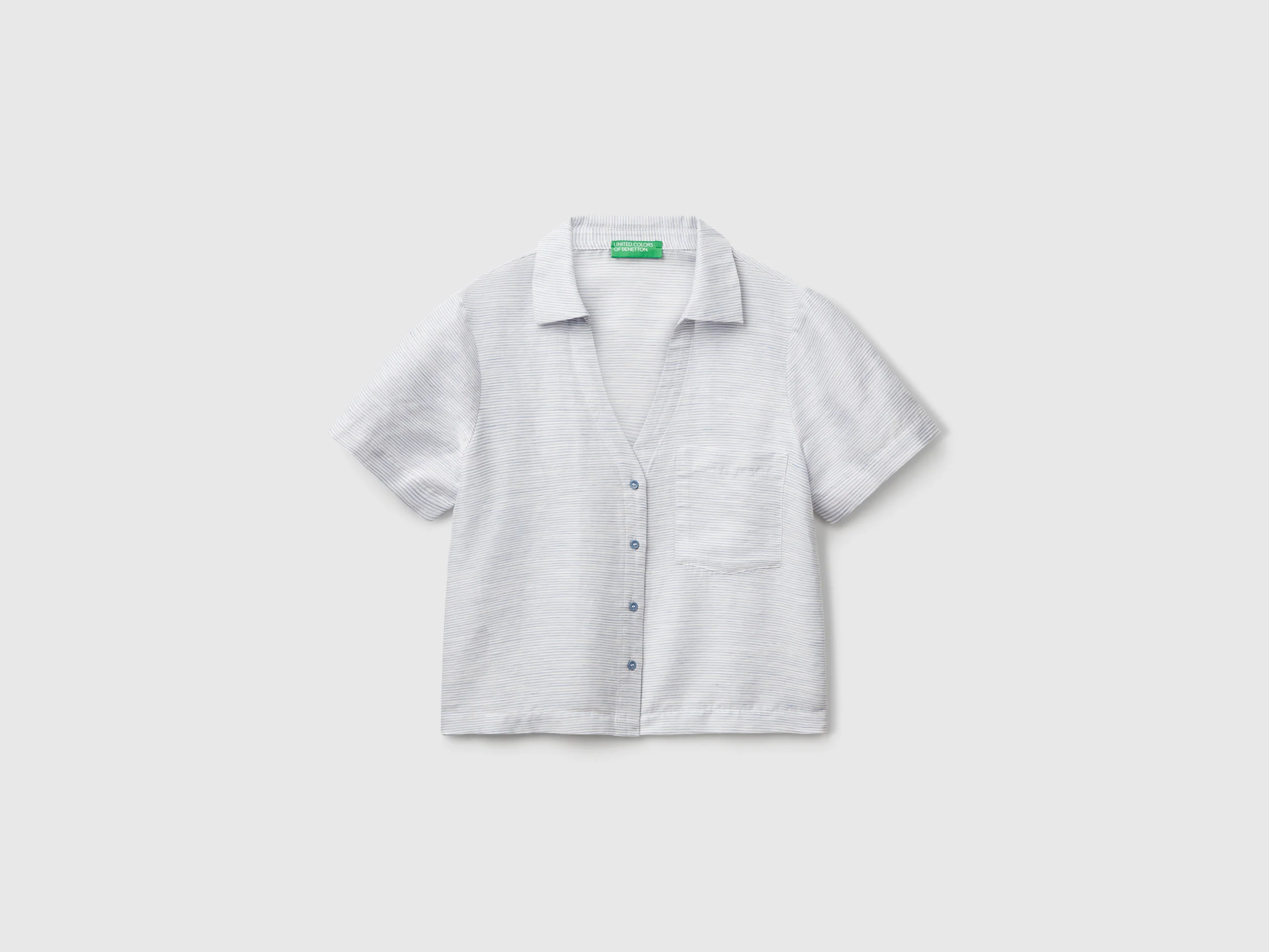 Camicia a righe in misto lino
