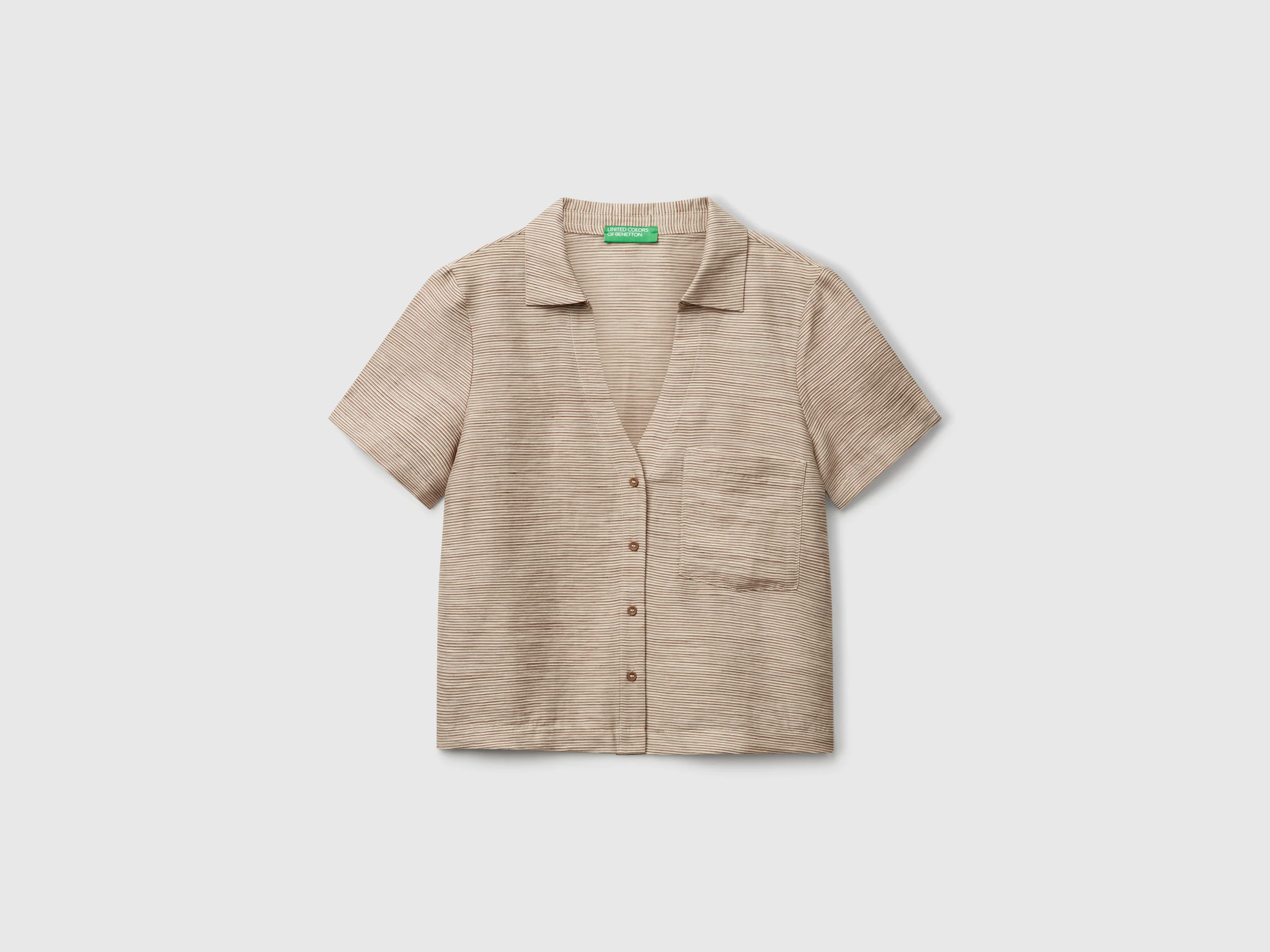 Camicia a righe in misto lino