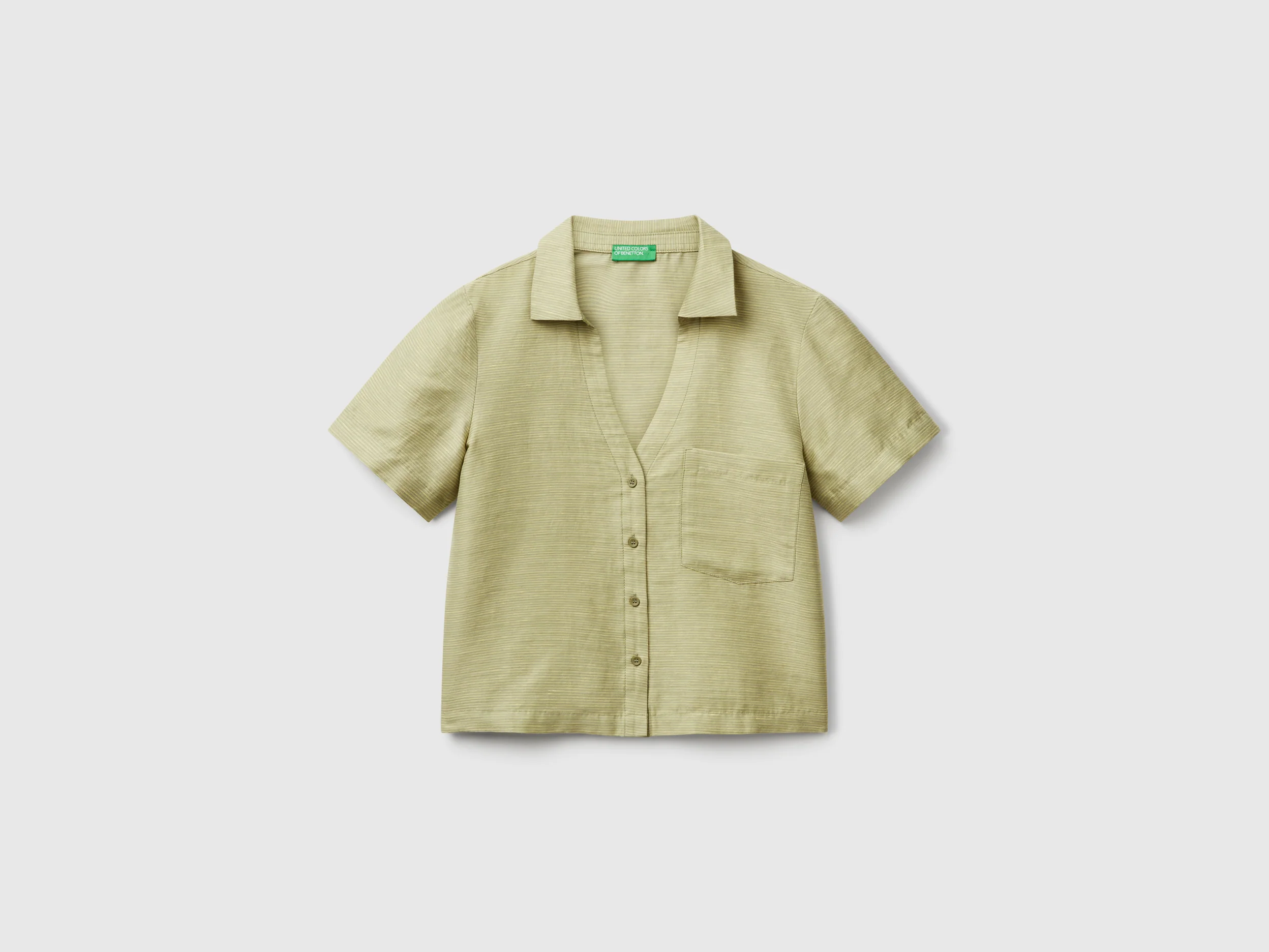 Camicia a righe in misto lino