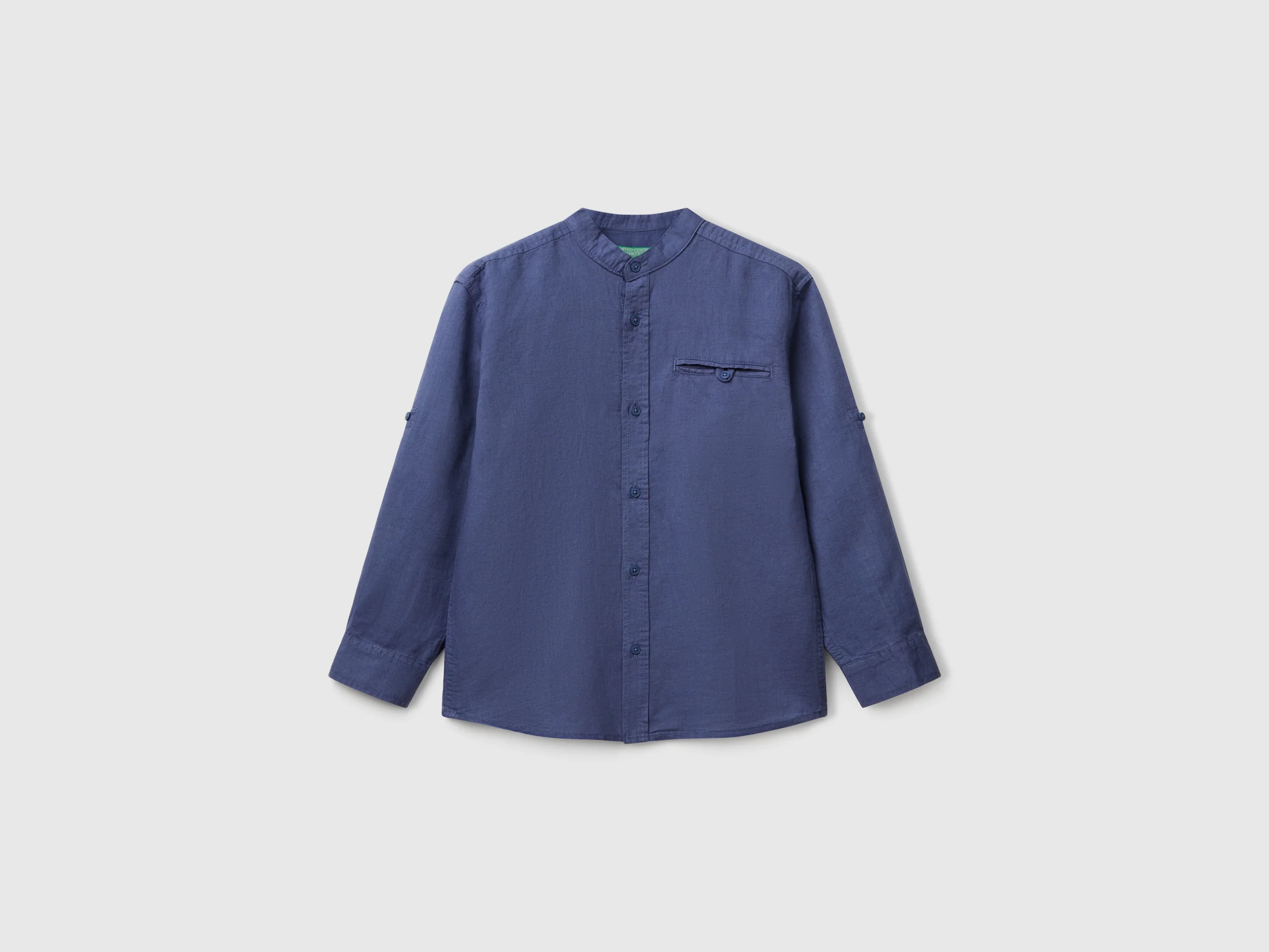 Camicia alla coreana in misto lino