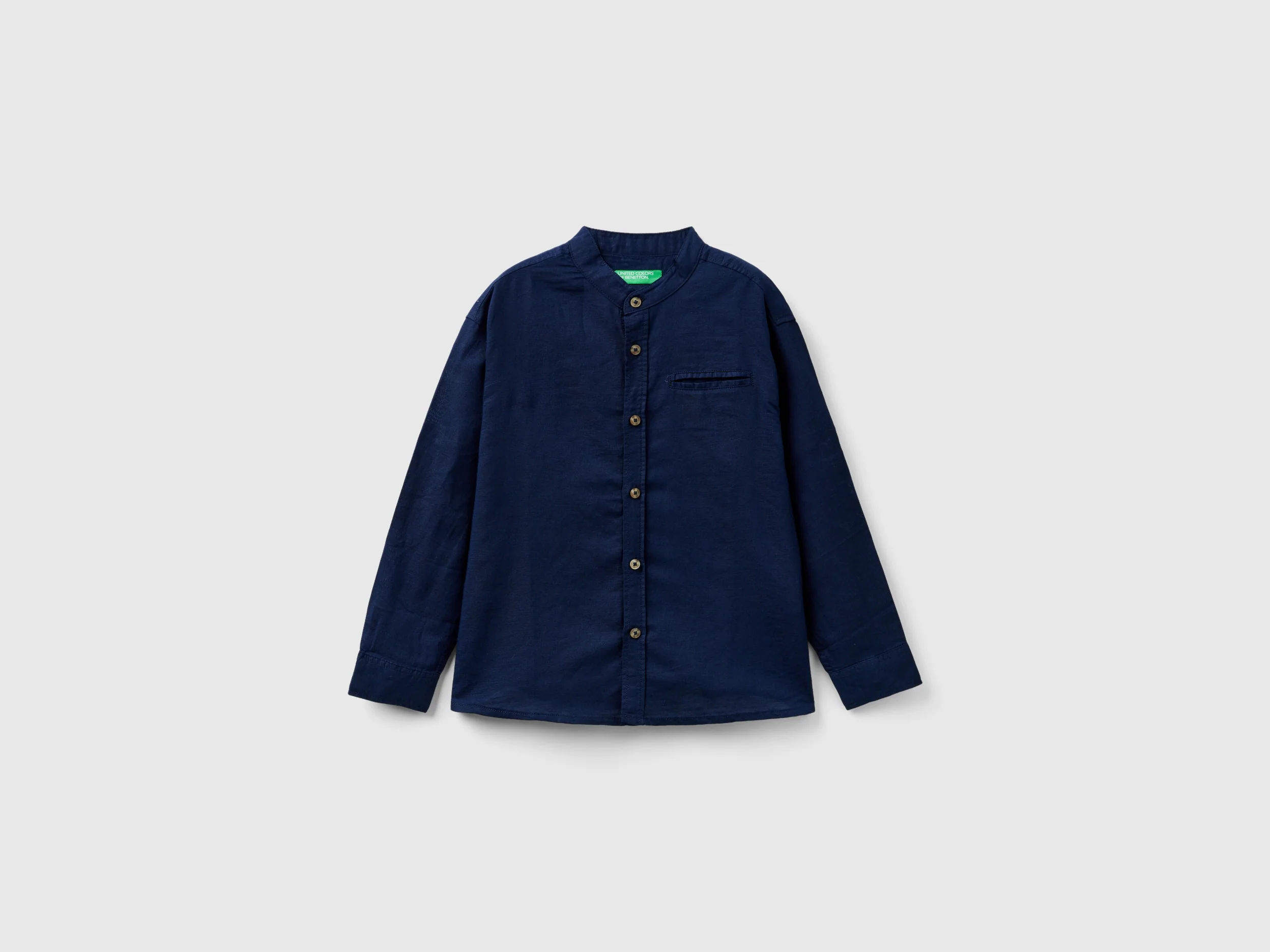 Camicia alla coreana in misto lino