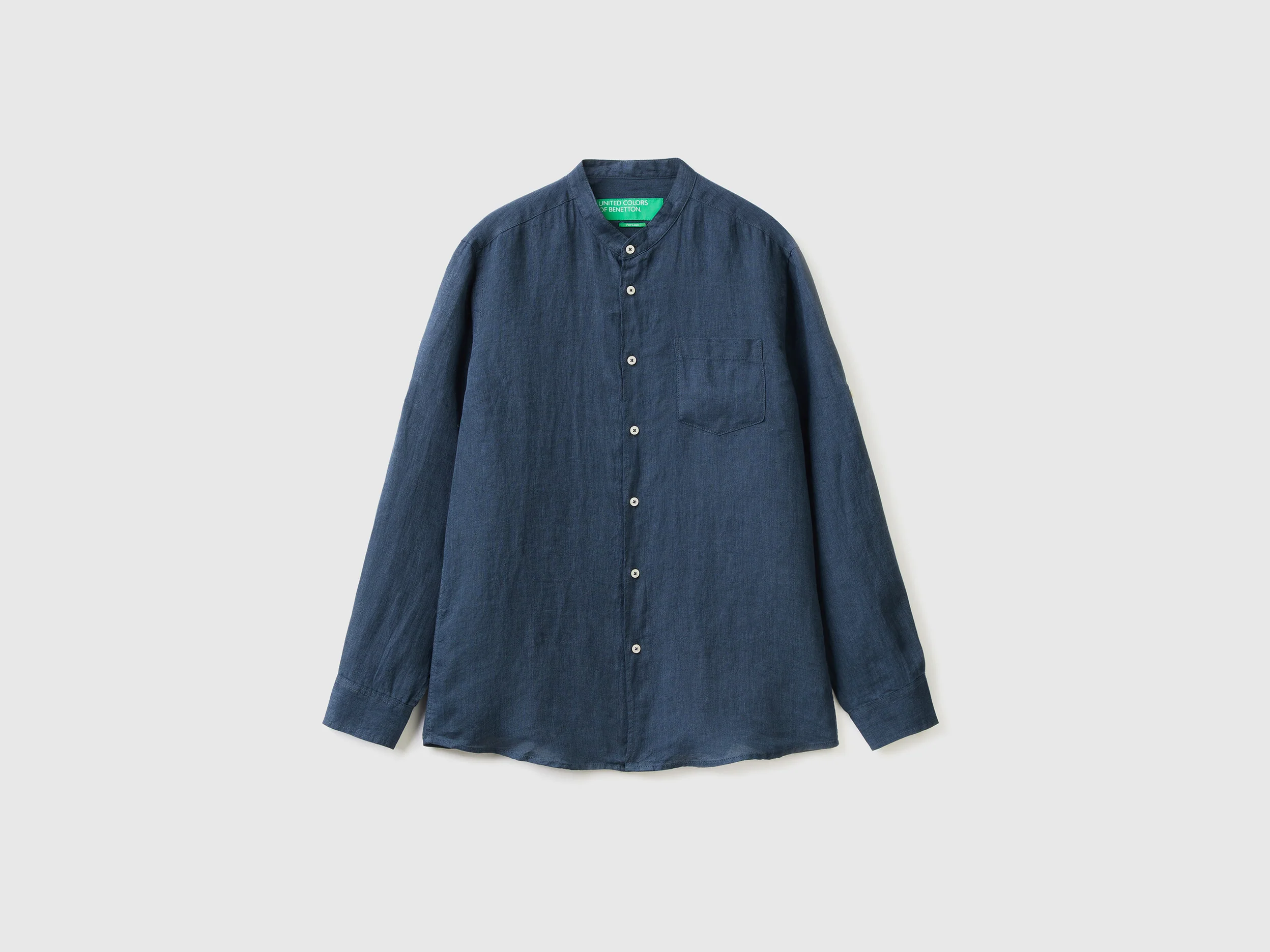 Camicia in lino con collo alla coreana