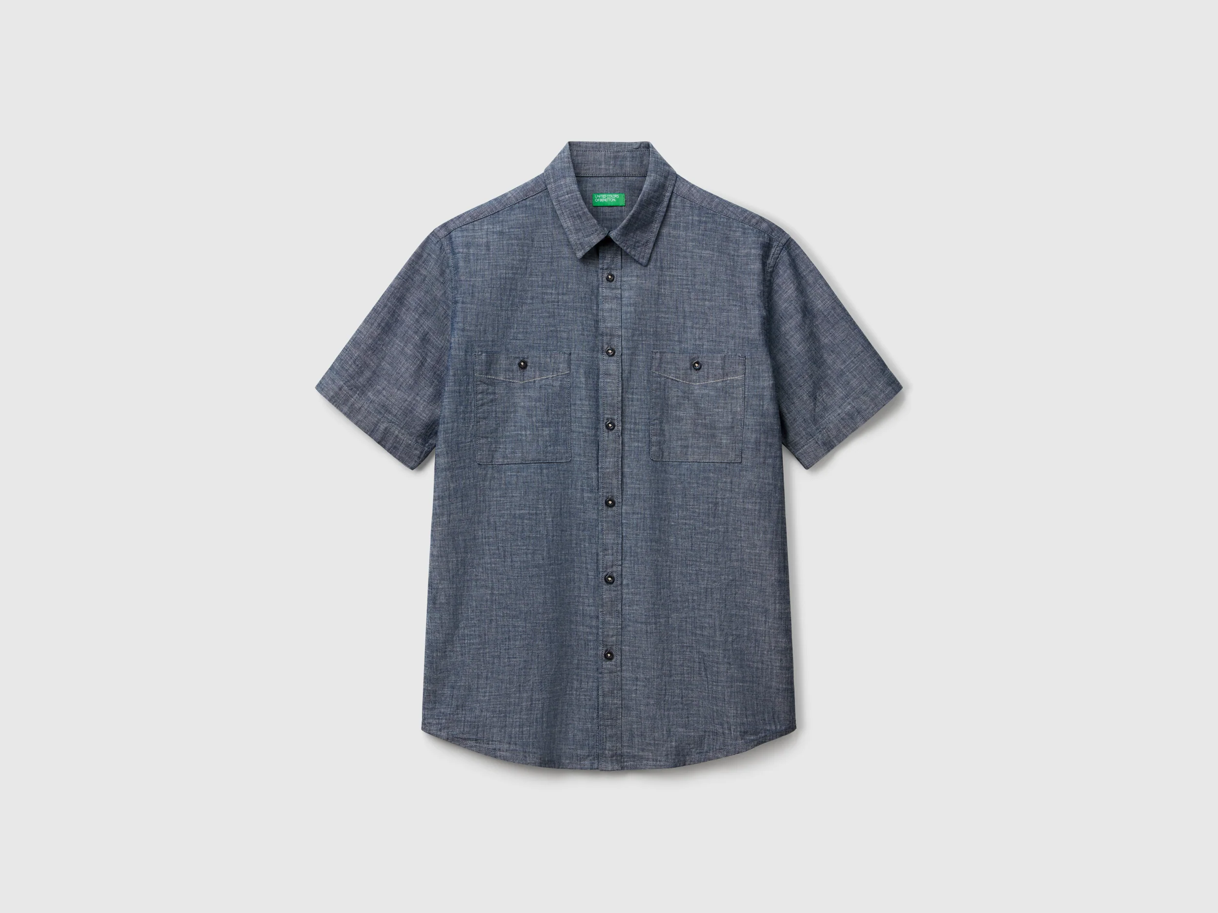Camicia manica corta in chambray