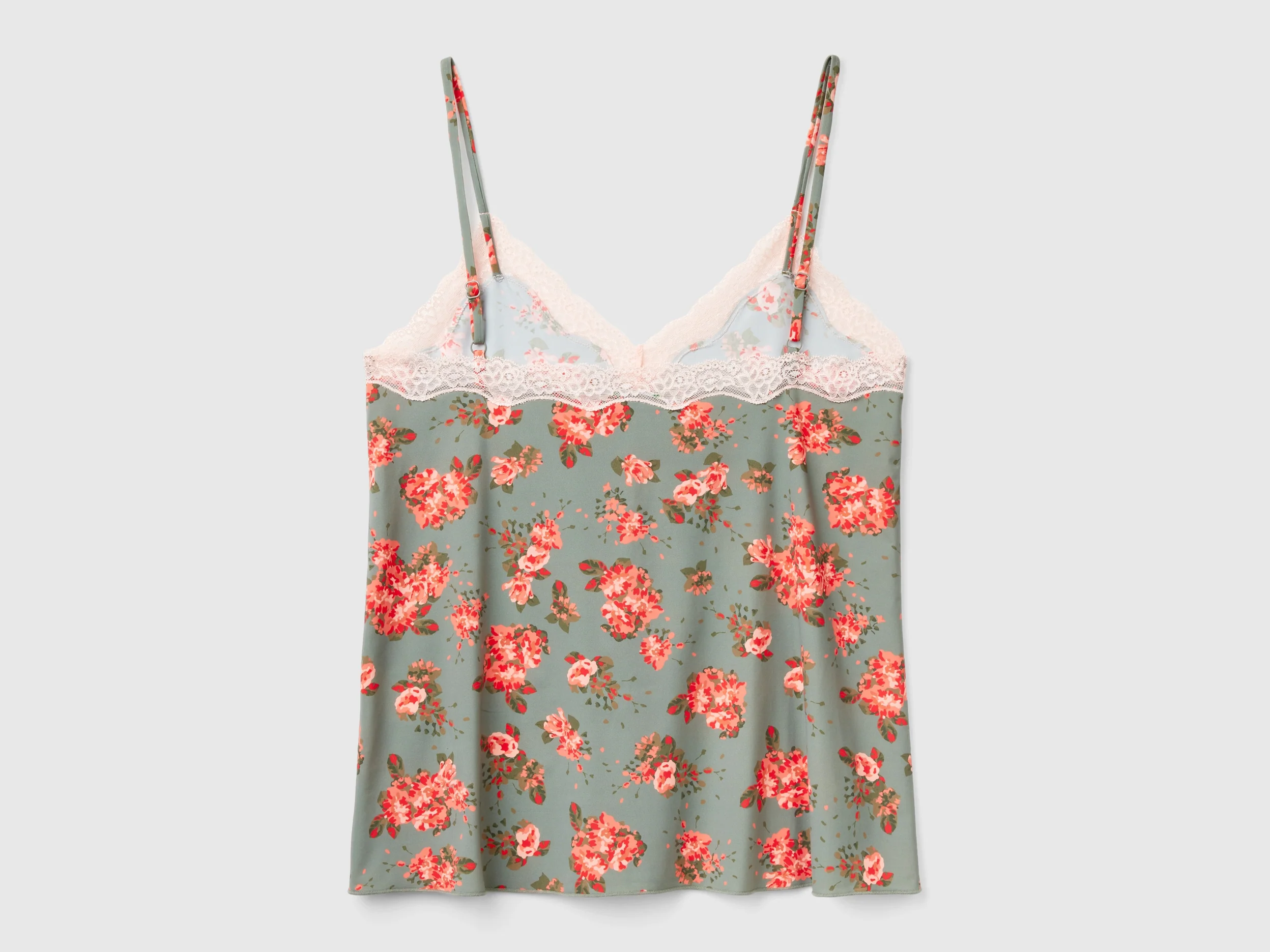 Canotta con pizzo e stampa fiori - Image 2