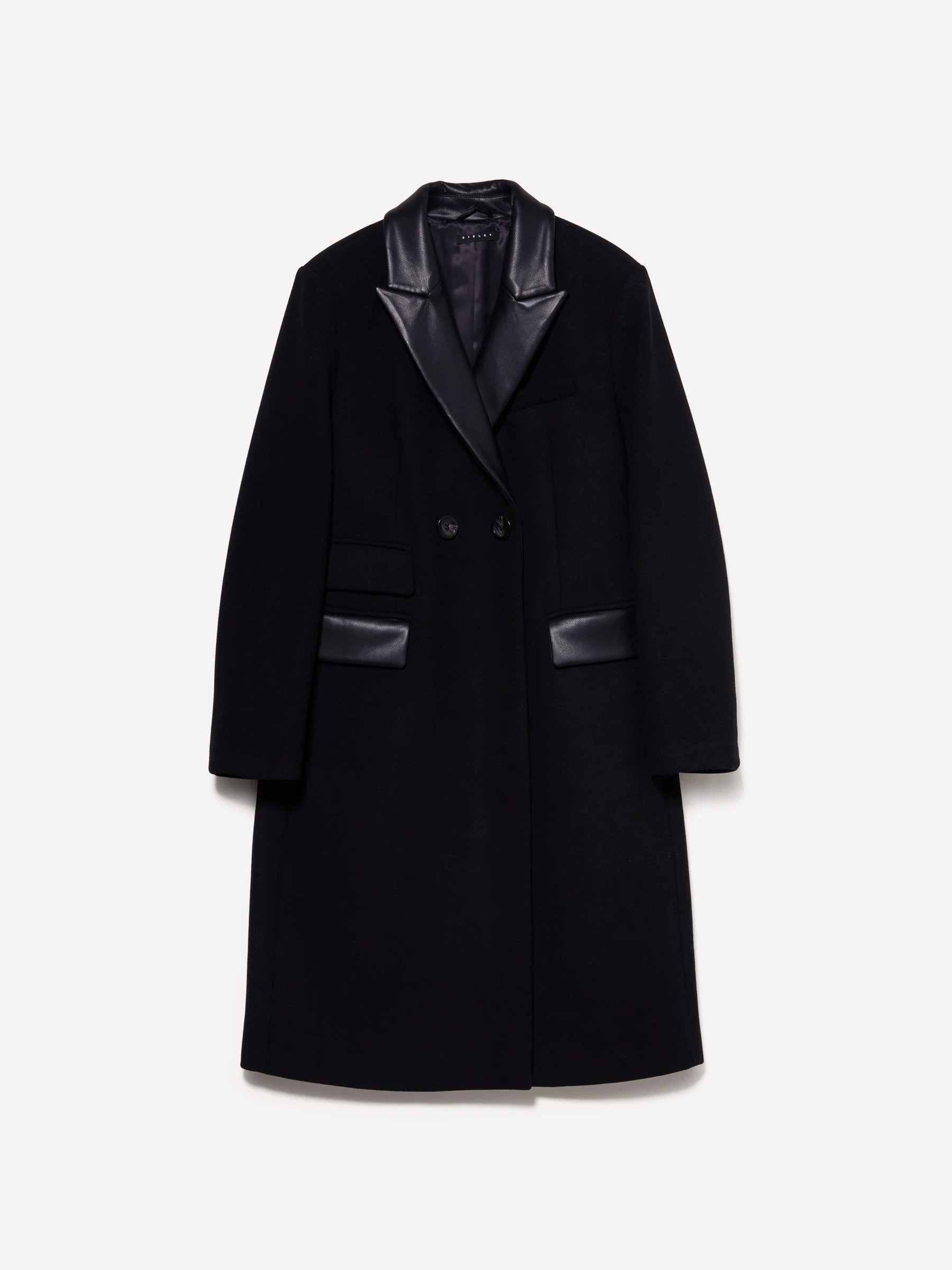 Cappotto doppiopetto con contrasto
