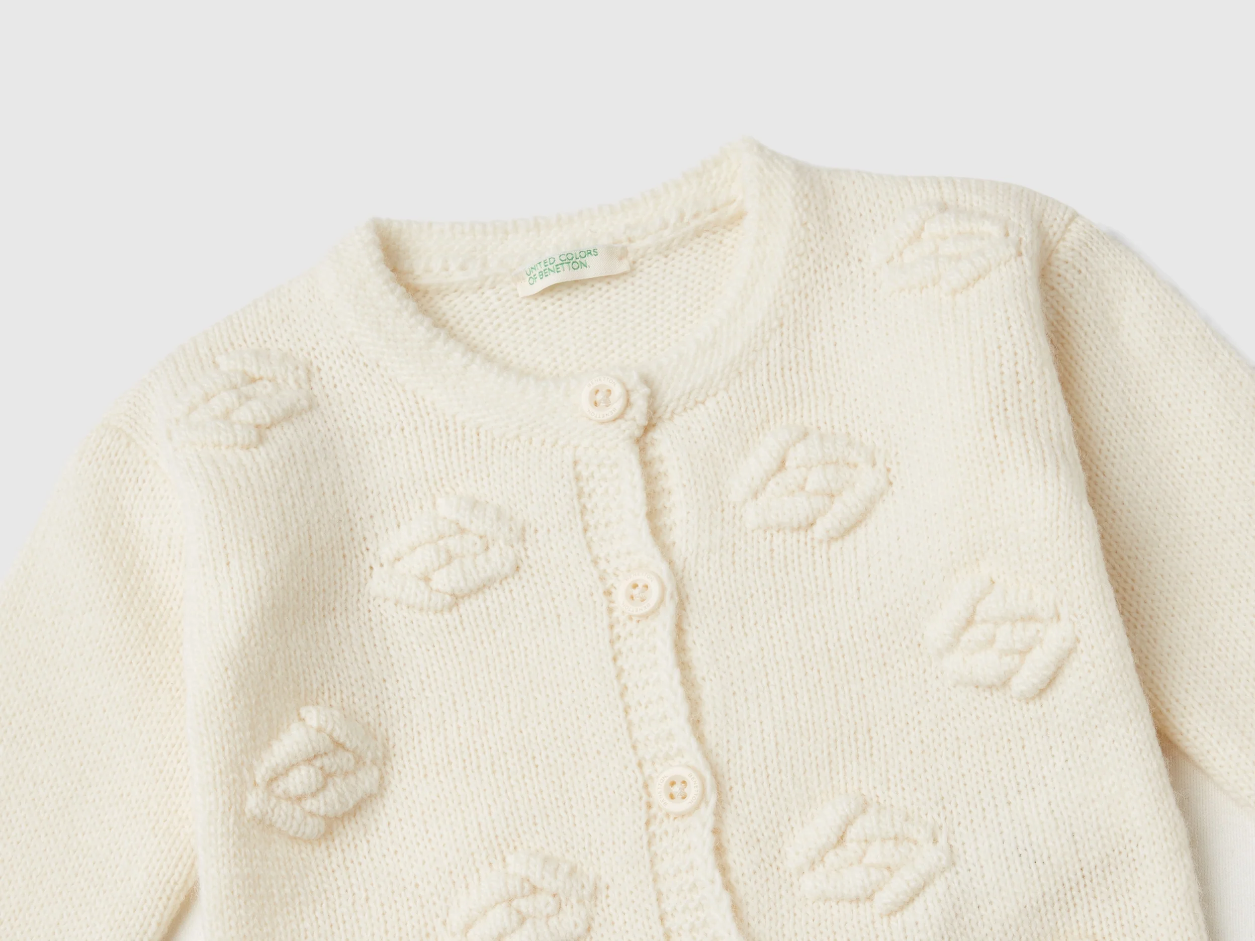 Cardigan con rose in misto lana - Image 3