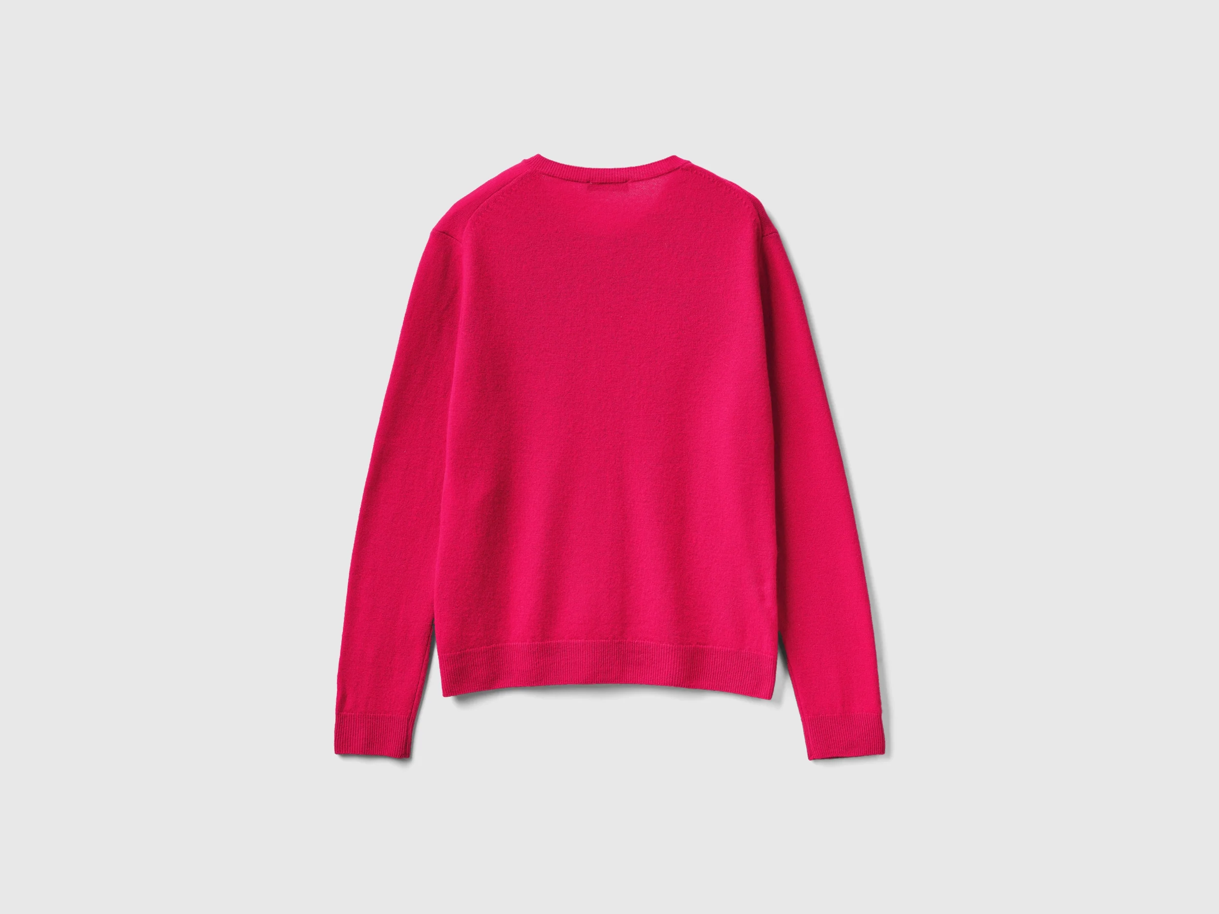 Cardigan girocollo fucsia in pura lana Merino - Image 2