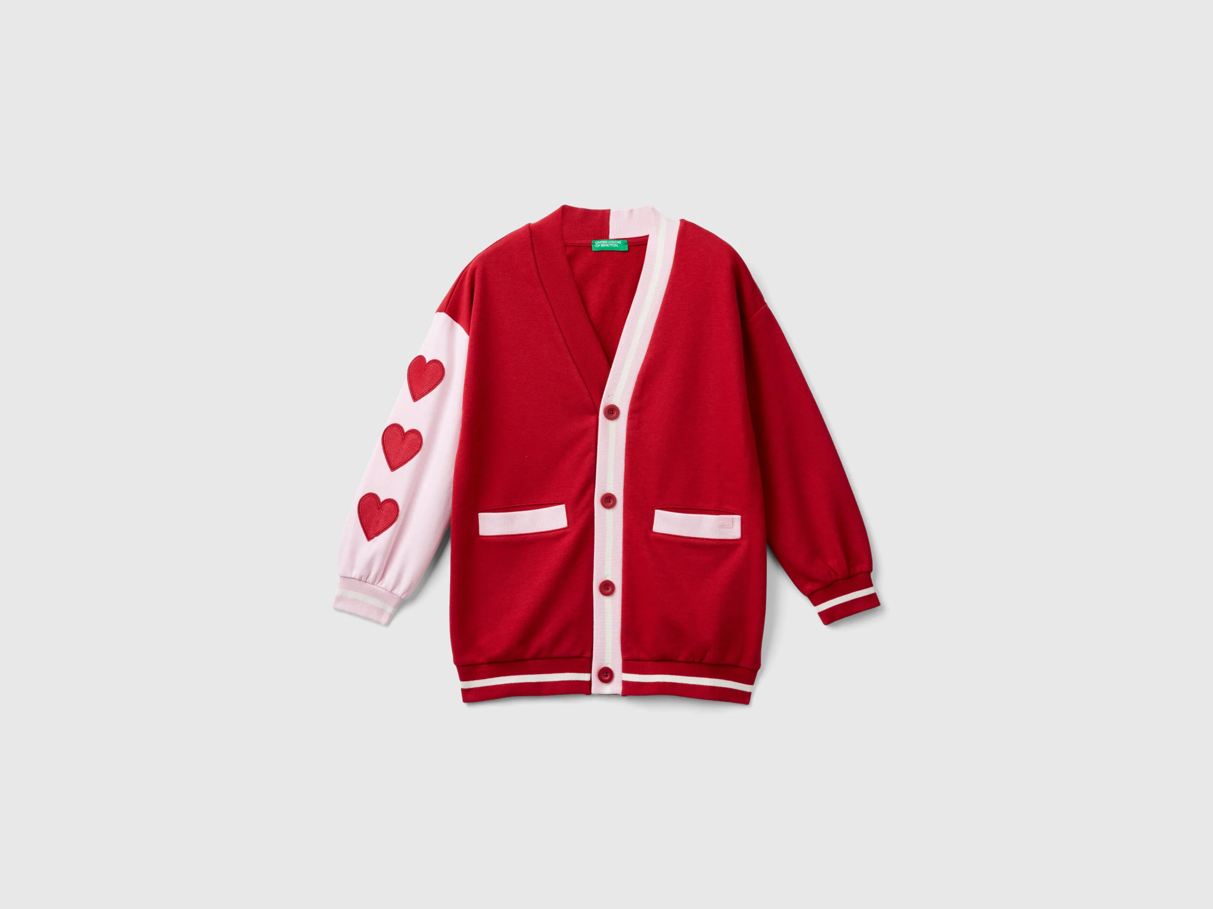 Cardigan in felpa con patch cuori