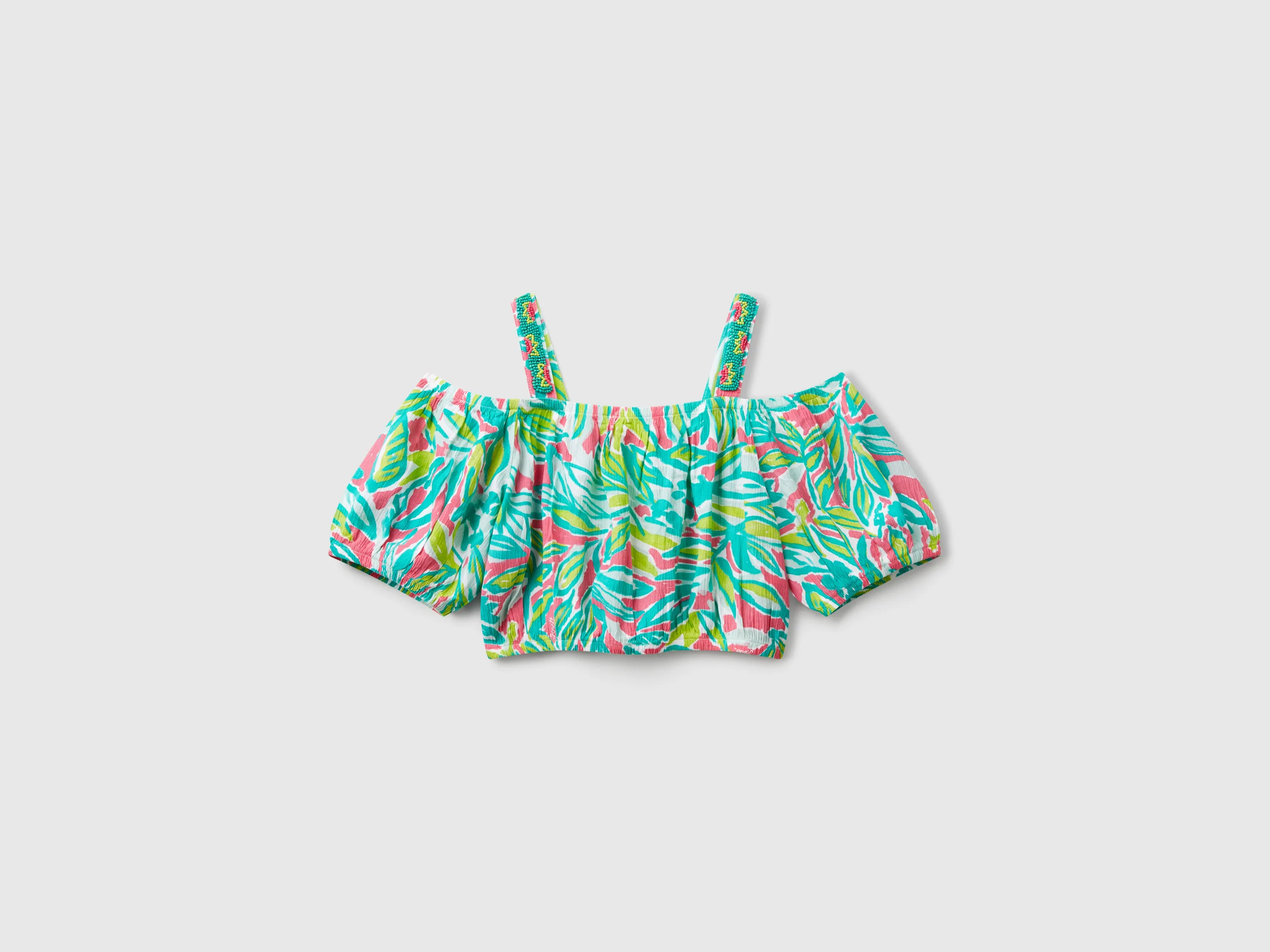 Crop top con stampa tropicale