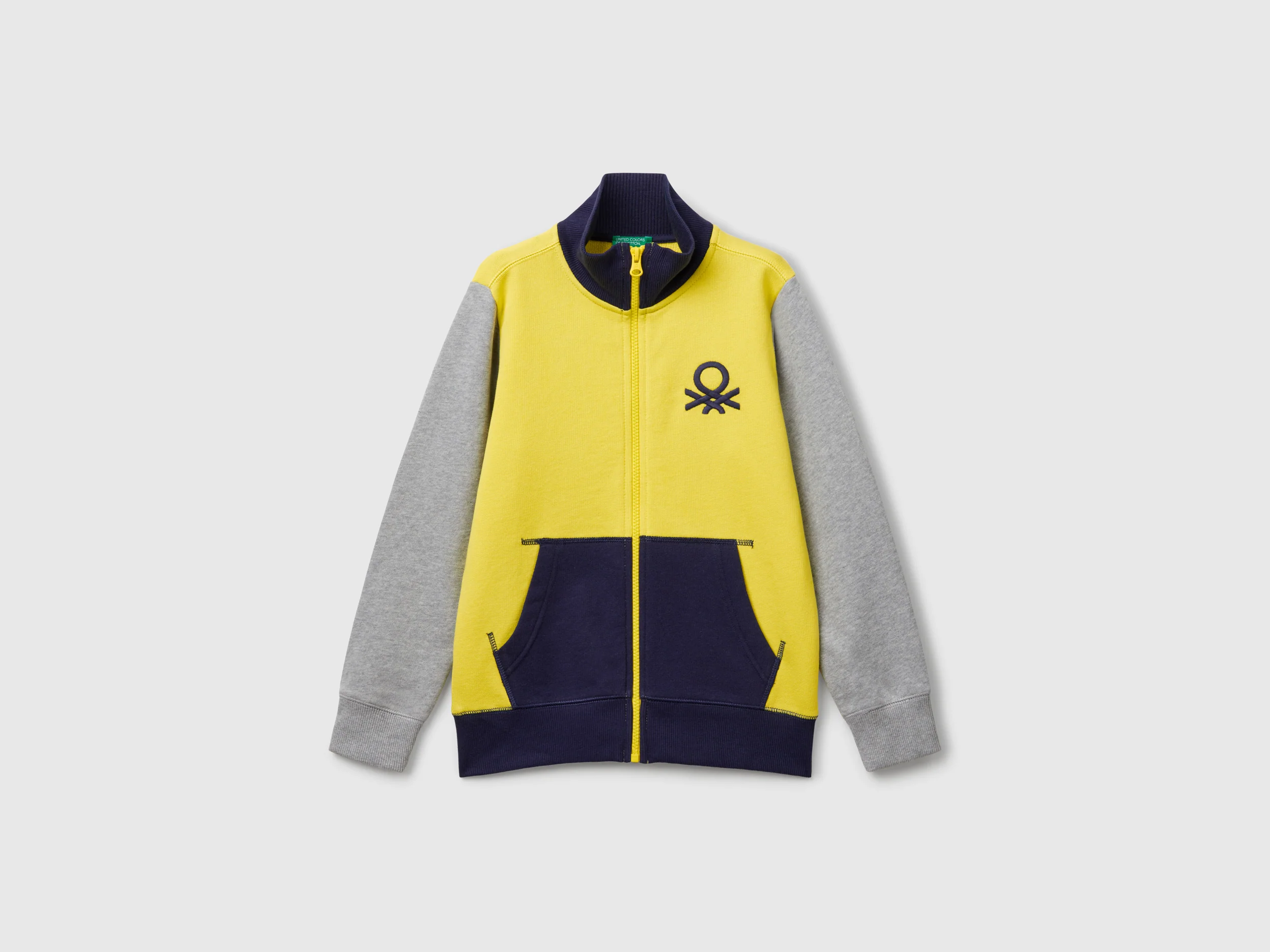 Felpa con zip in puro cotone