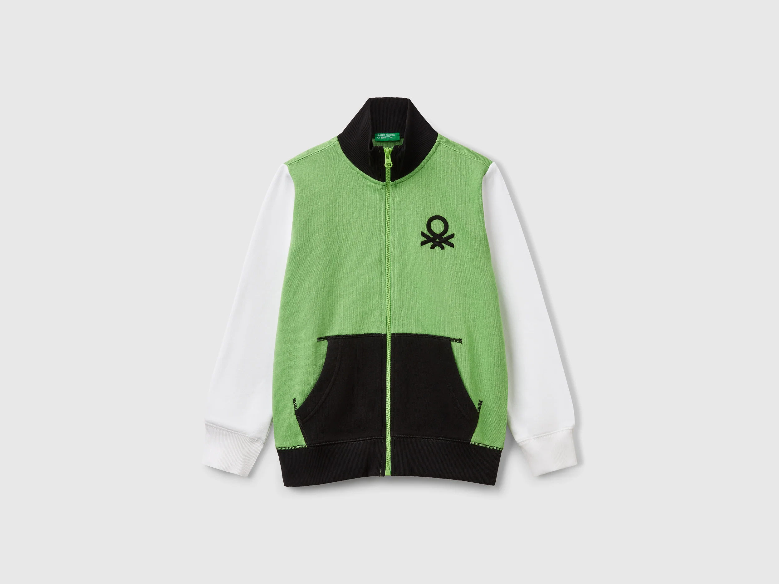 Felpa con zip in puro cotone