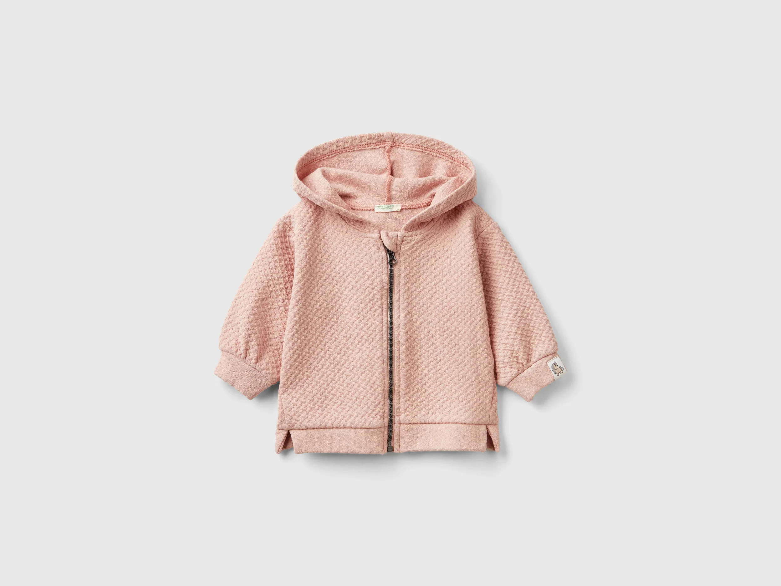 Felpa jacquad con zip e cappuccio