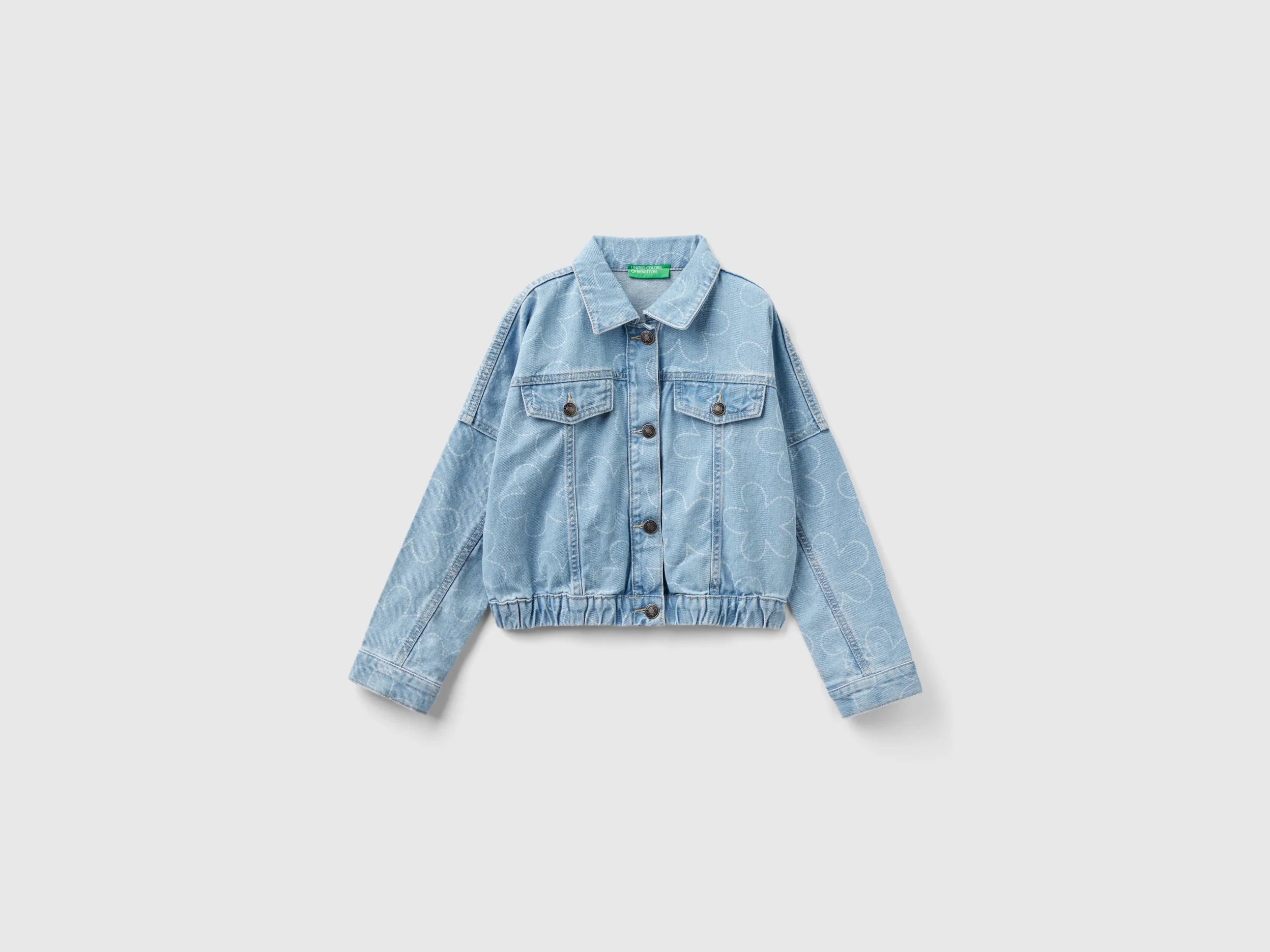 Giacca di jeans con stampa fiori