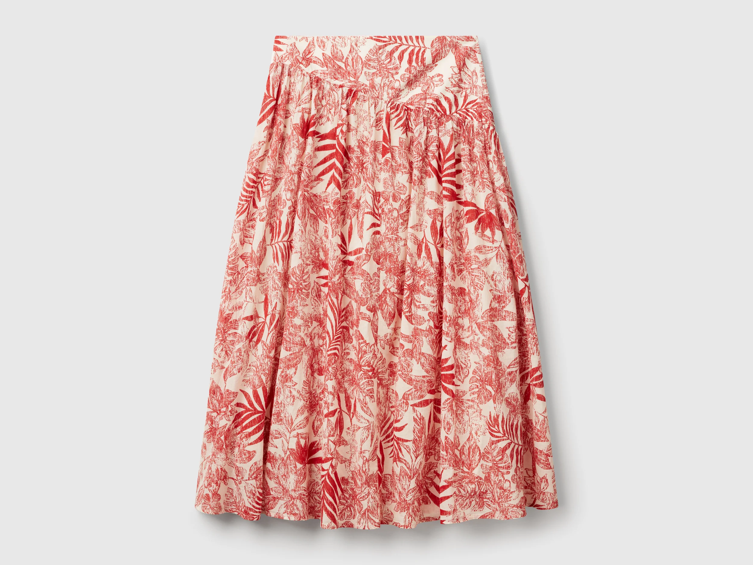 Gonna lunga con stampa tropicale