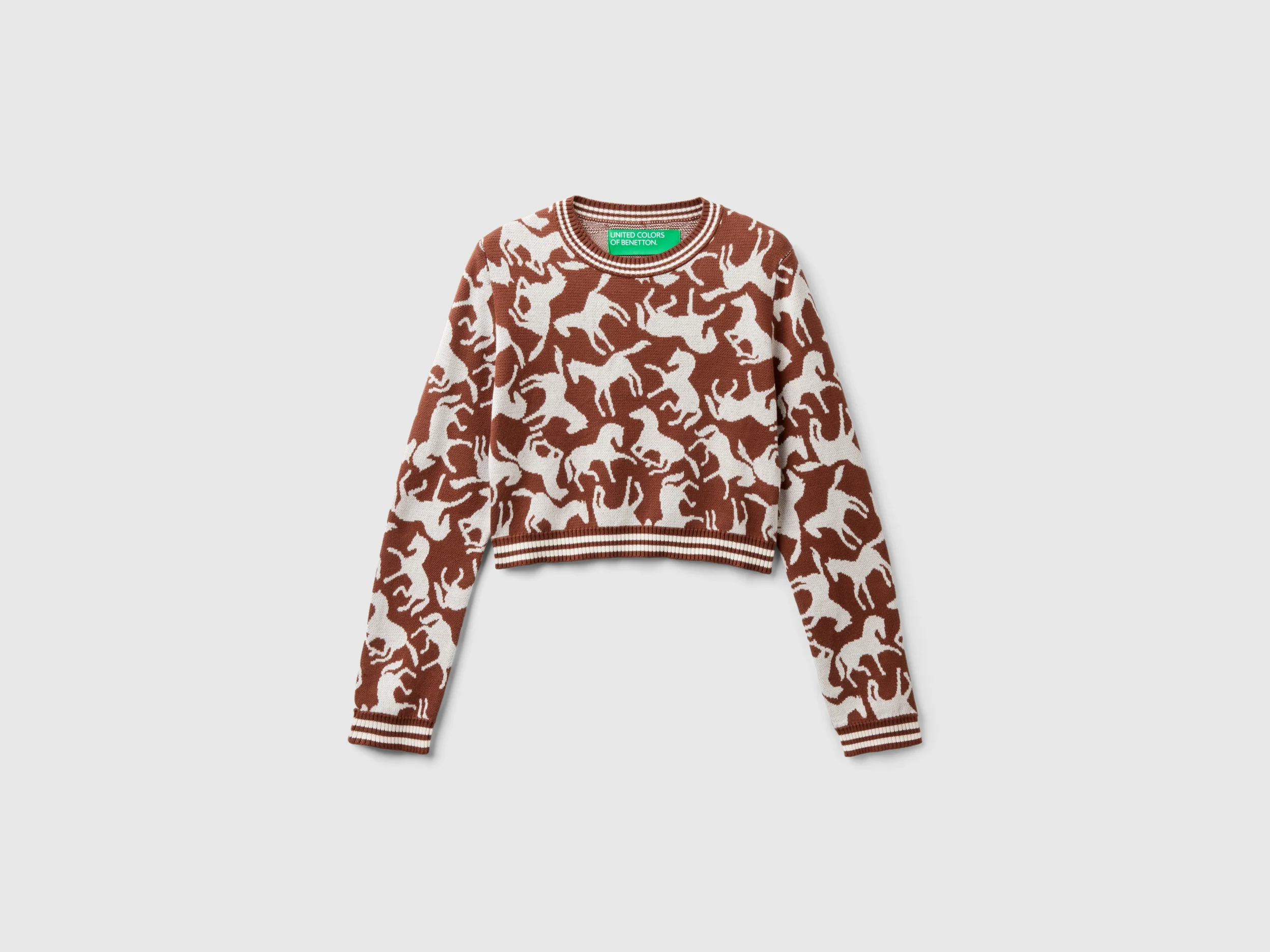 Maglia cropped con cavalli