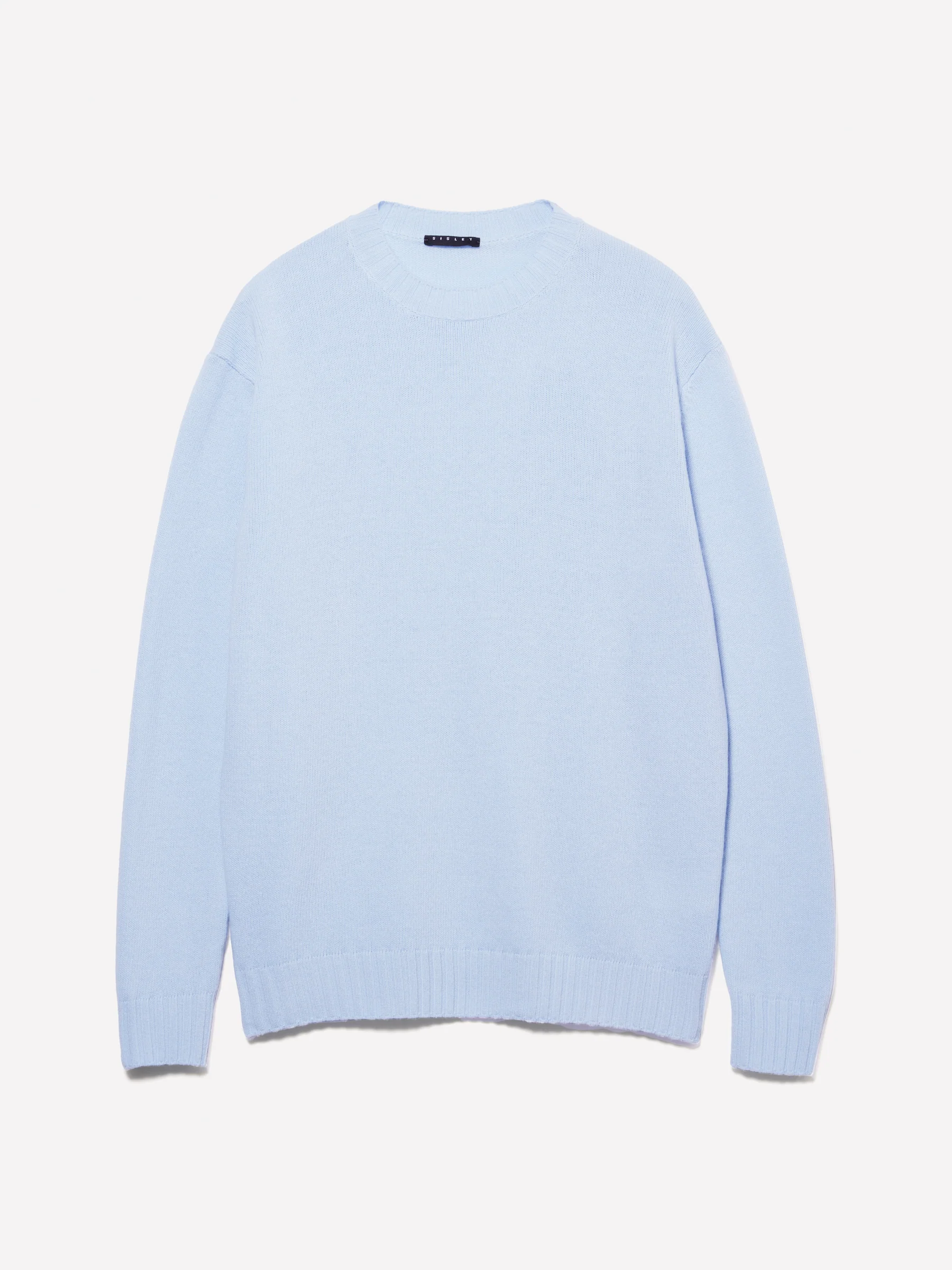 Maglia girocollo azzurra in misto lana