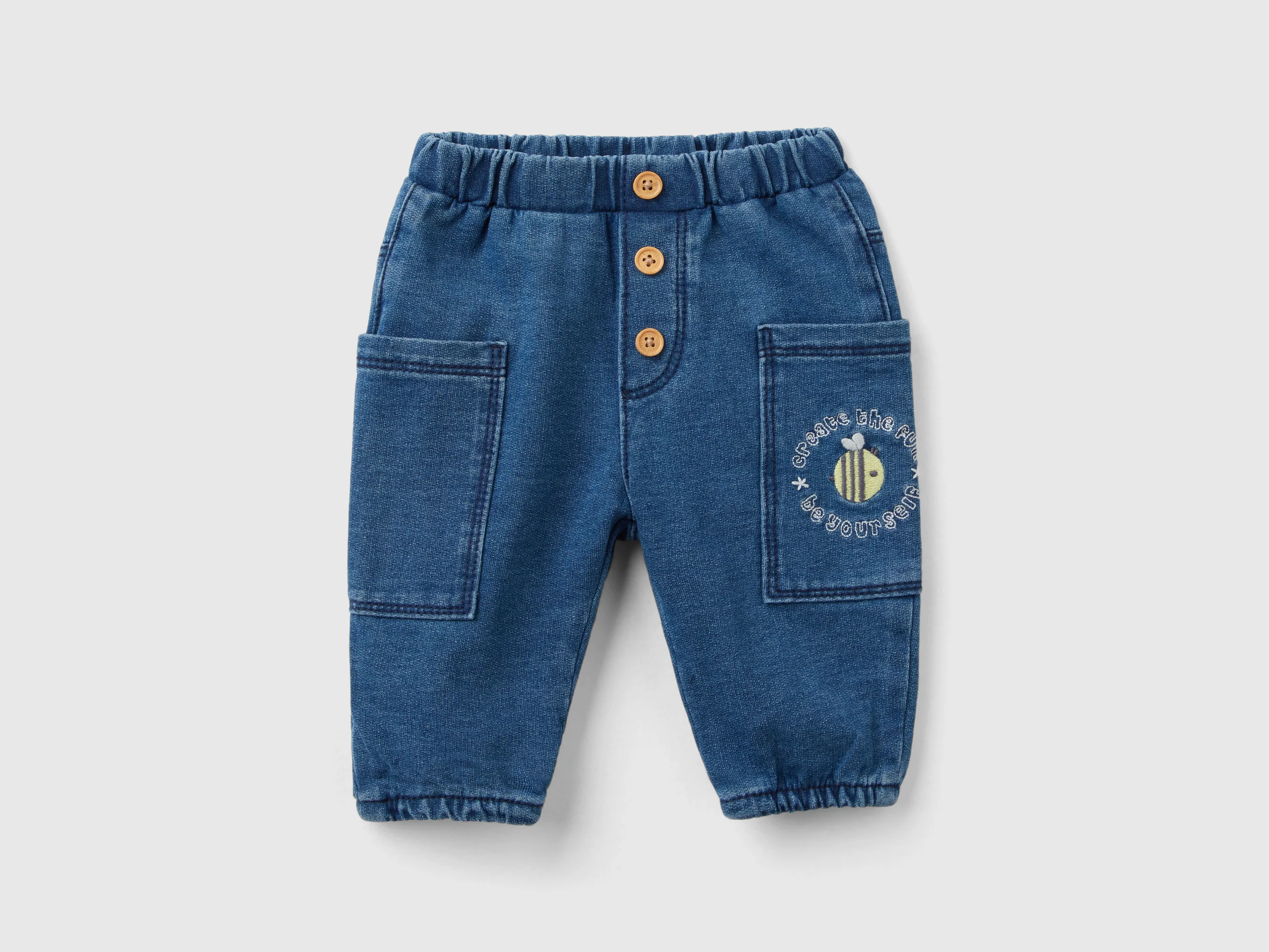 Pantaloni con tasche in felpa effetton denim