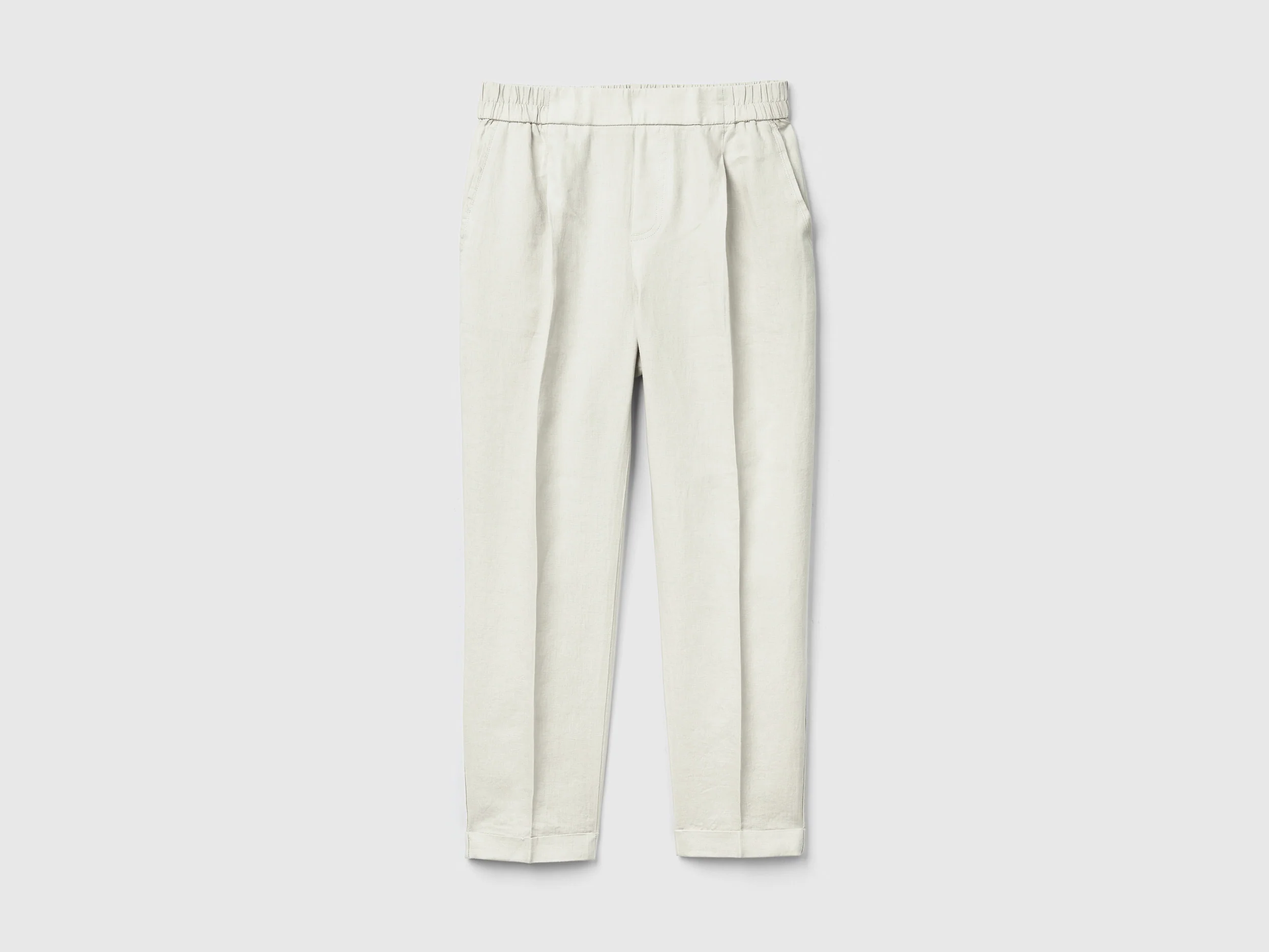 Pantaloni cropped in 100% lino