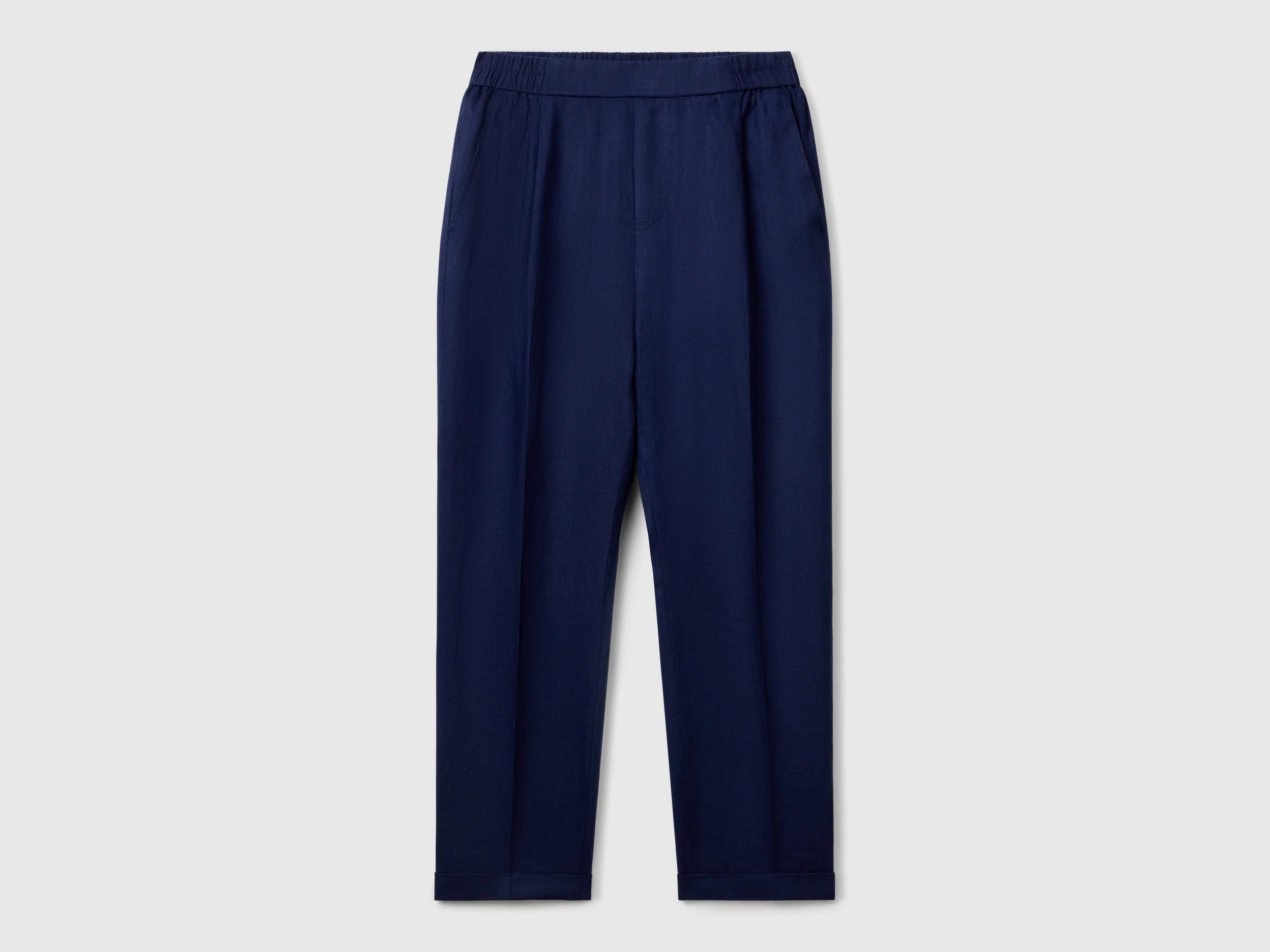 Pantaloni cropped in 100% lino