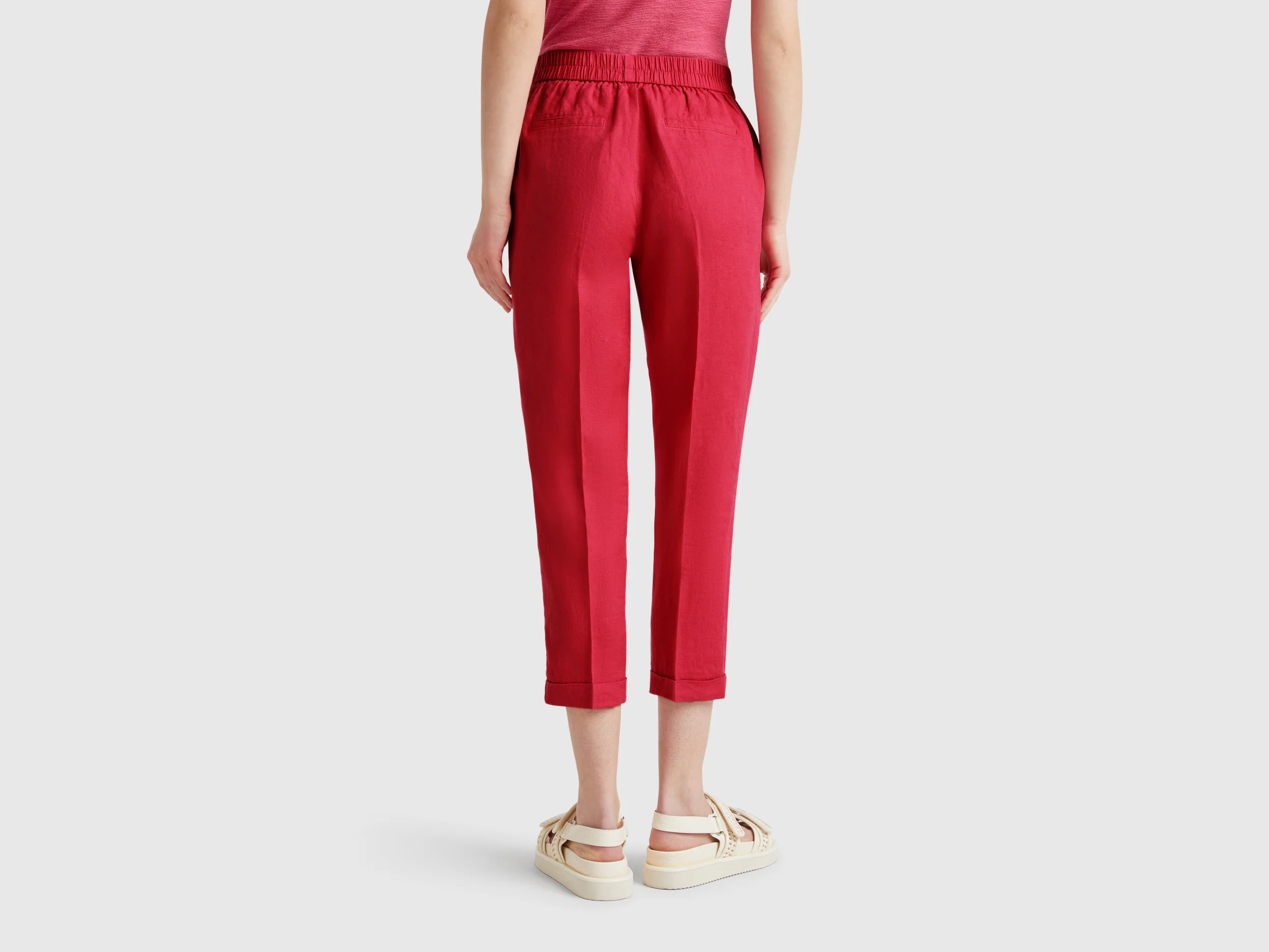 Pantaloni cropped in 100% lino - Image 2