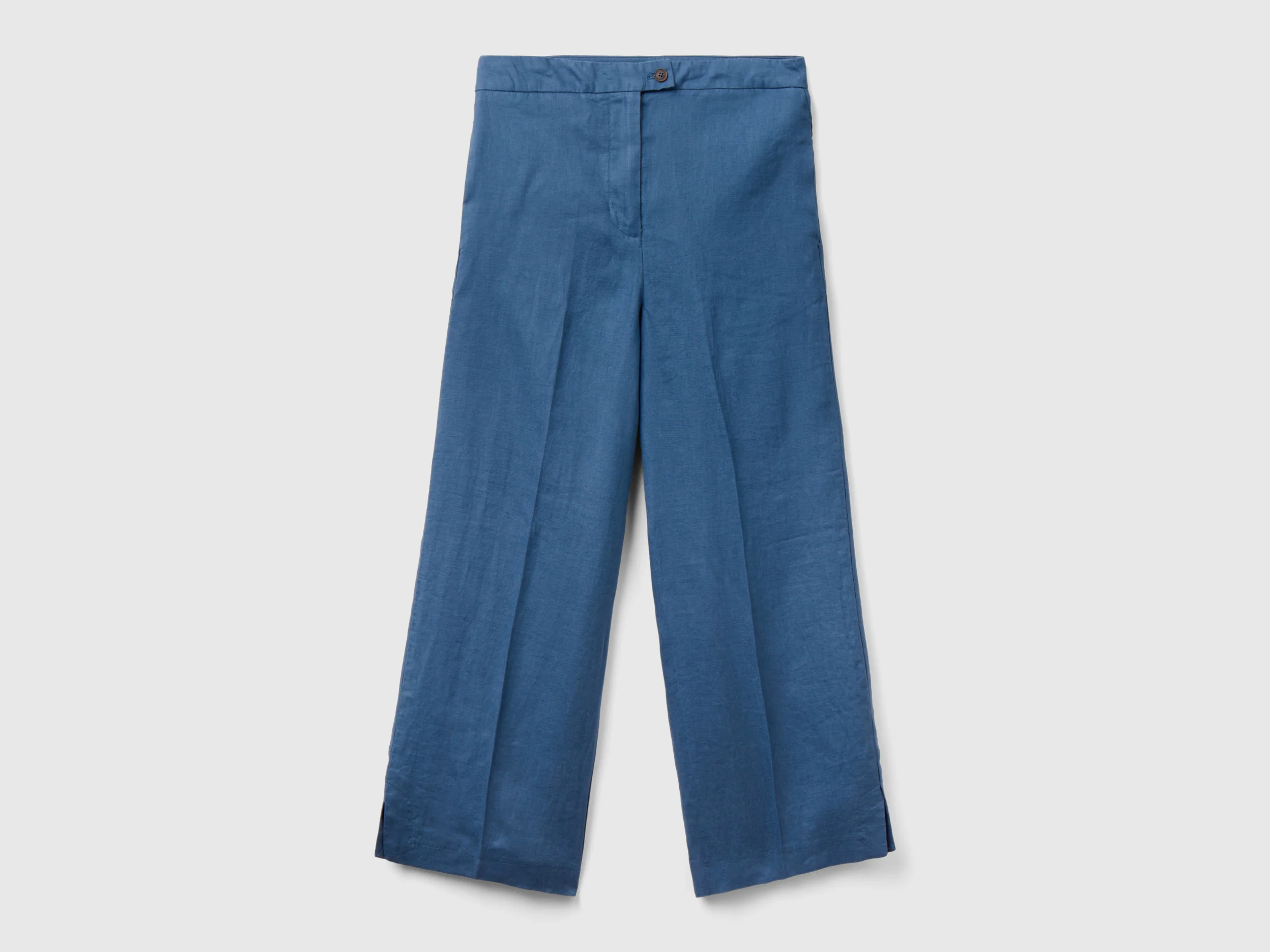 Pantaloni cropped in puro lino