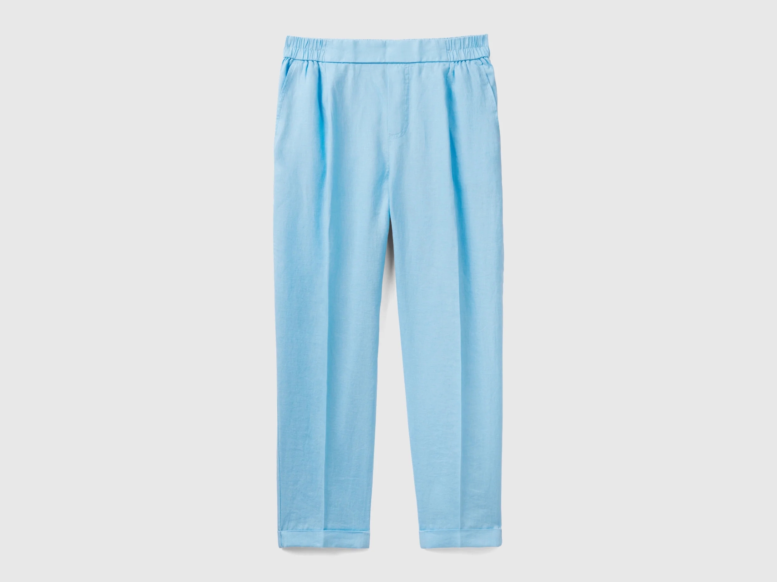 Pantaloni in puro lino con elastico