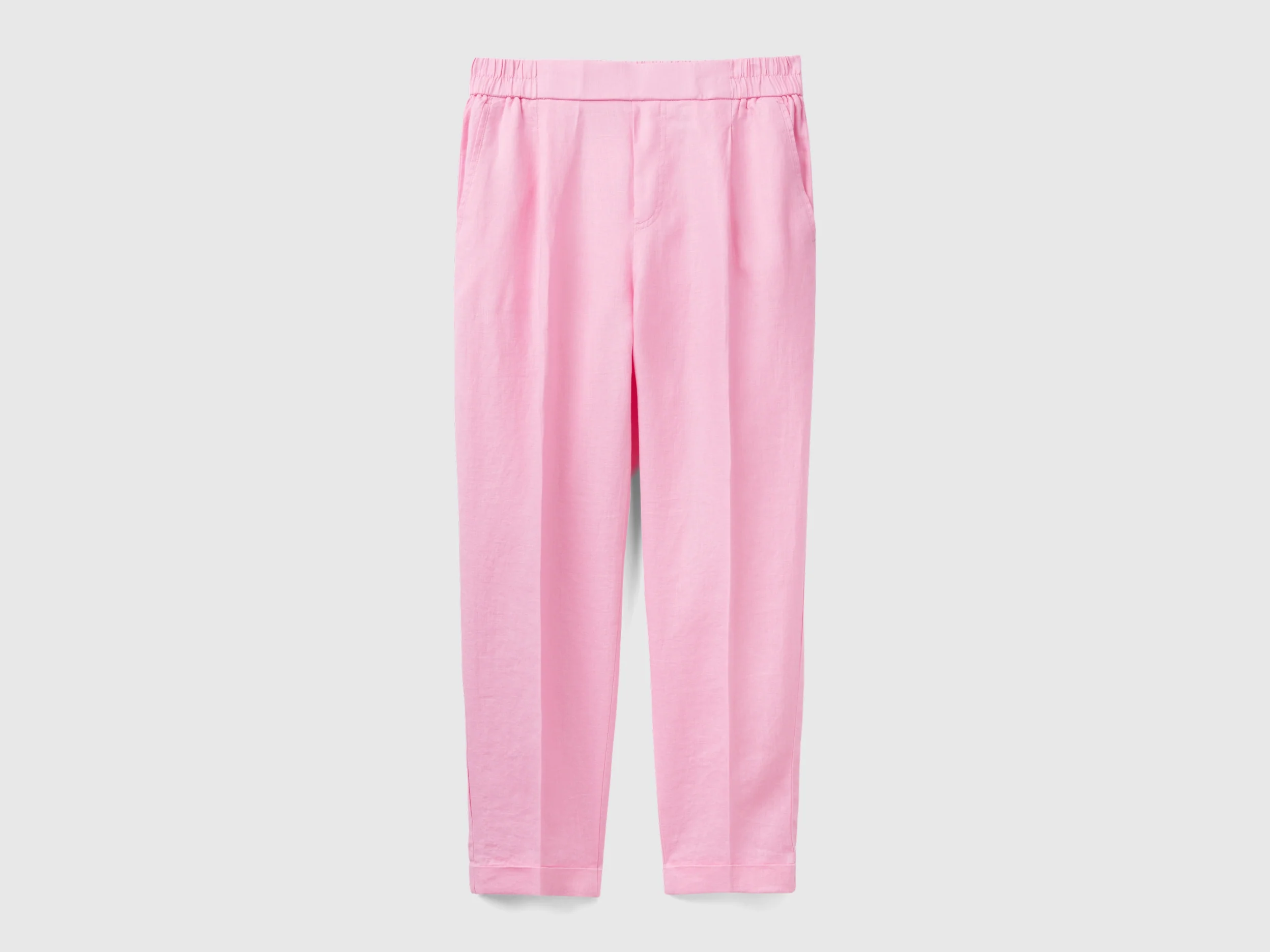 Pantaloni in puro lino con elastico