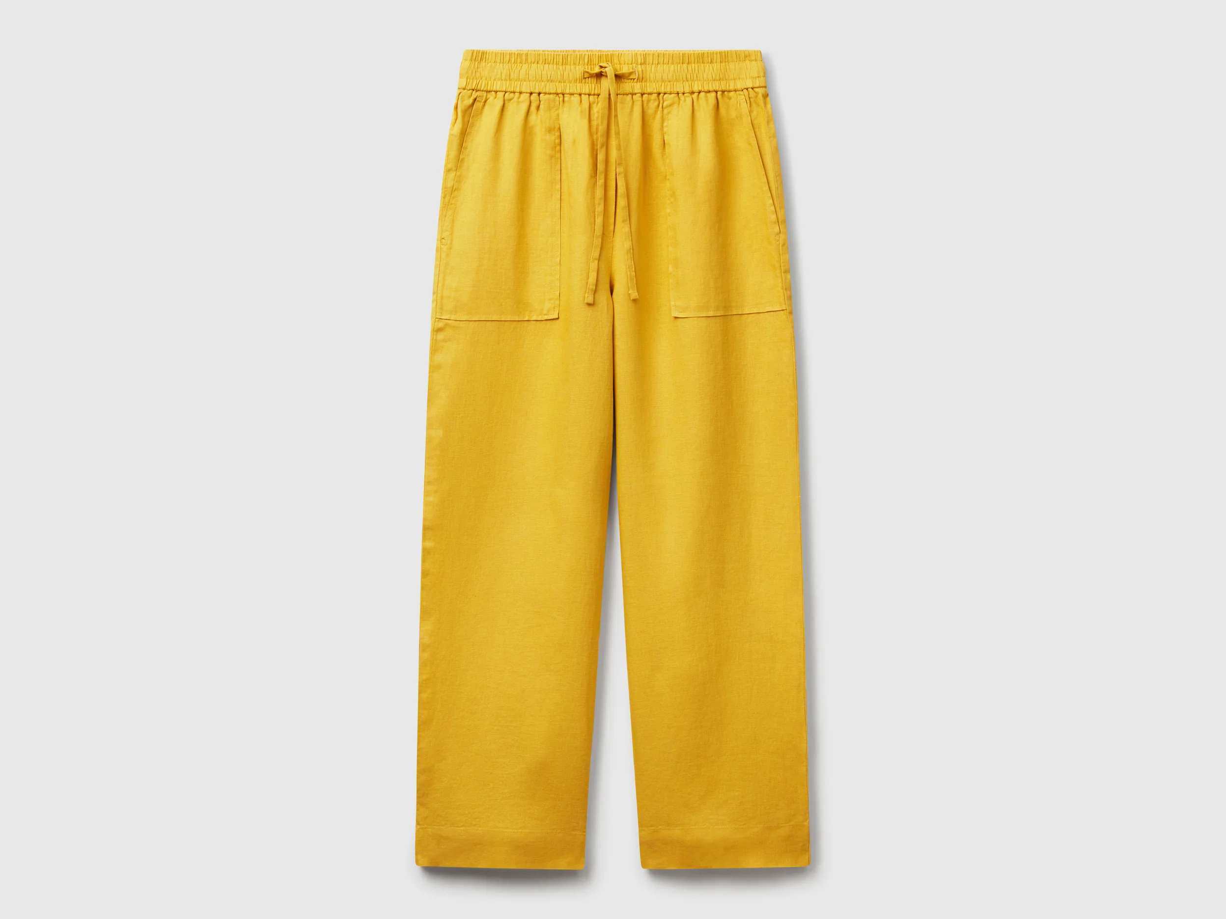 Pantaloni in puro lino con elastico