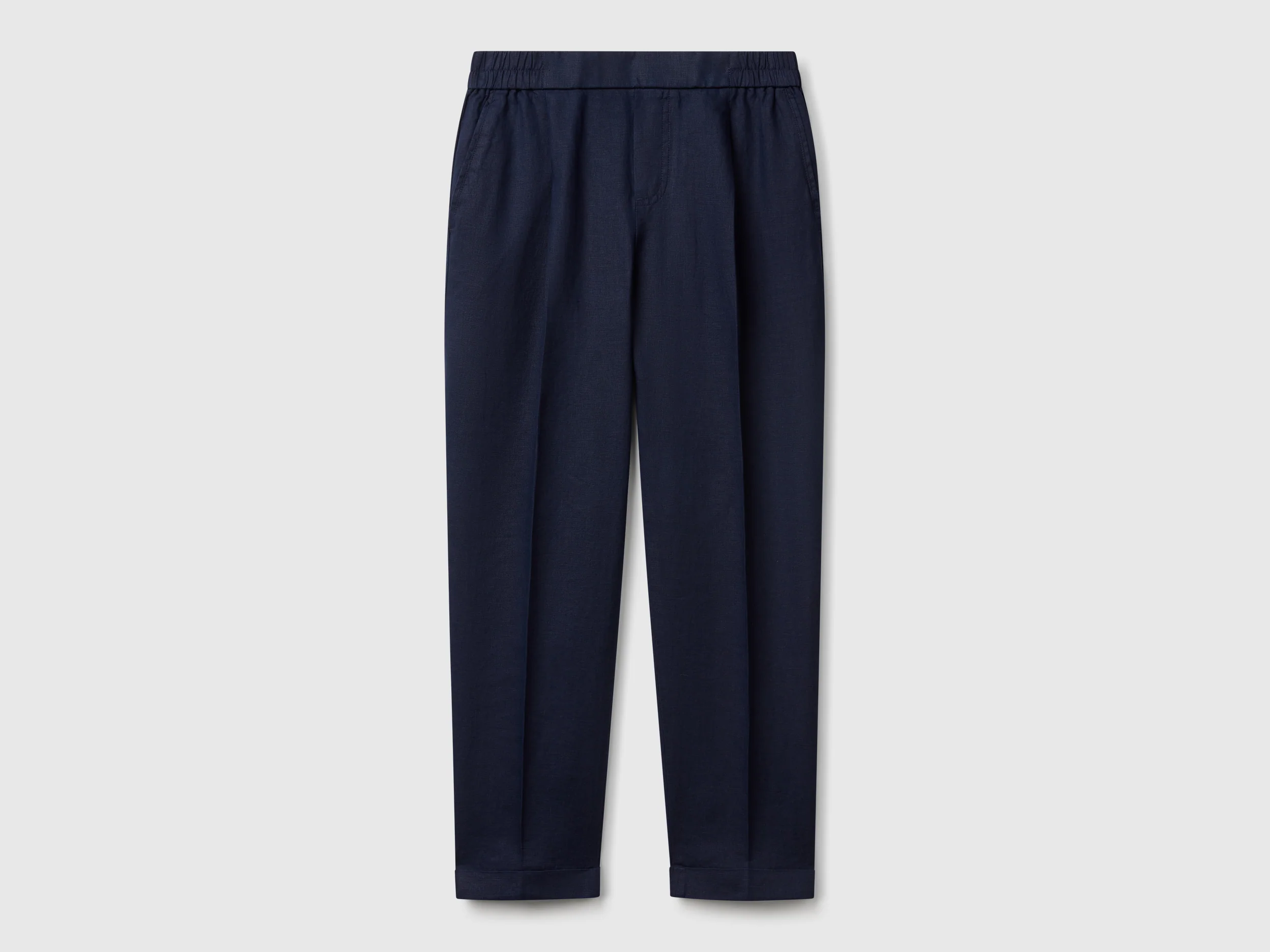Pantaloni regular fit in puro lino