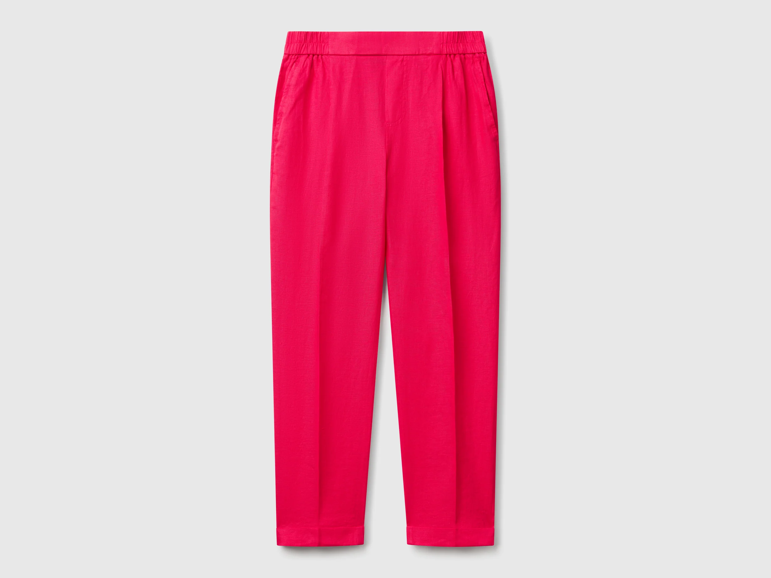 Pantaloni regular fit in puro lino