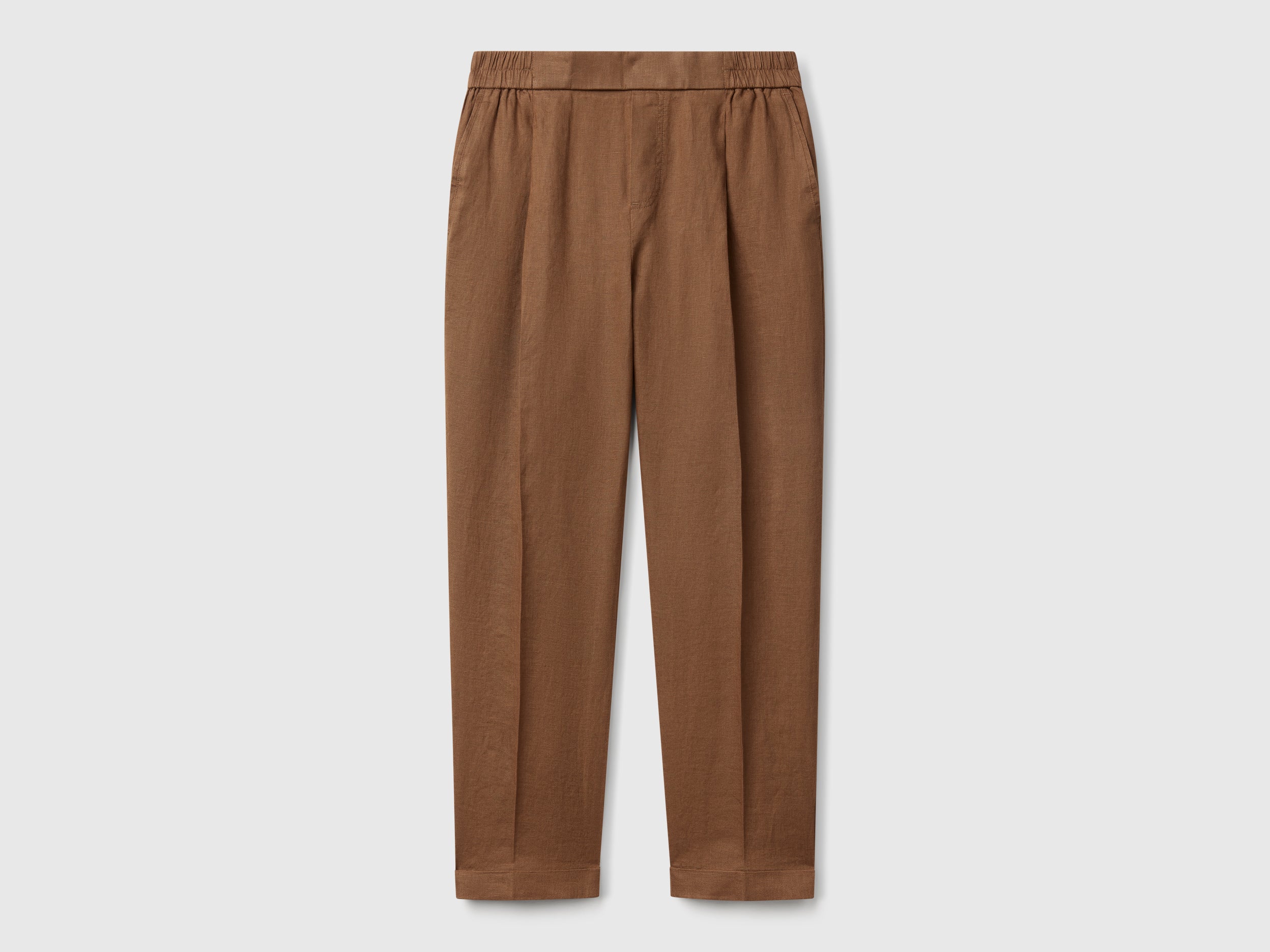Pantaloni regular fit in puro lino