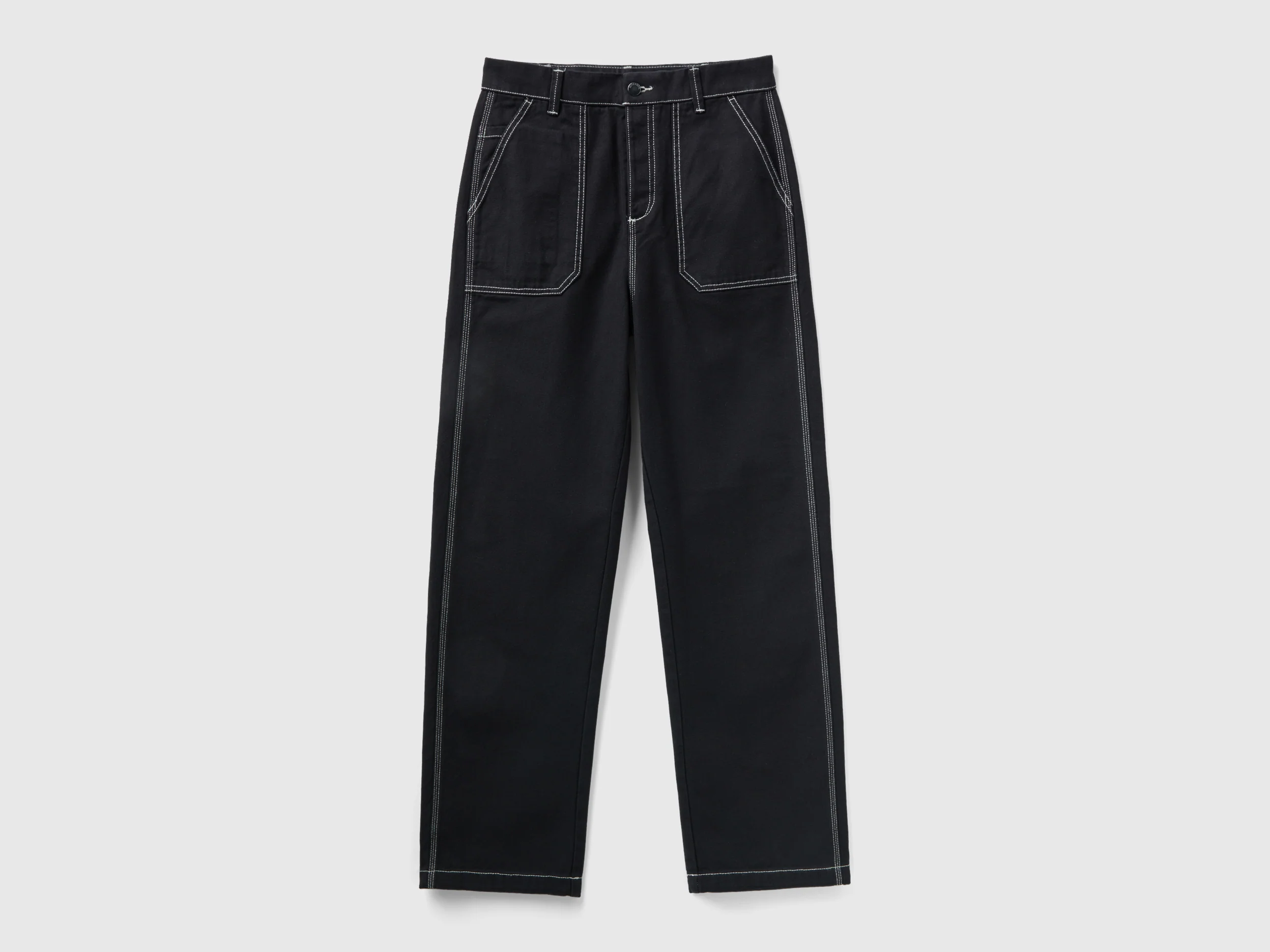 Pantaloni straight in tela di cotone