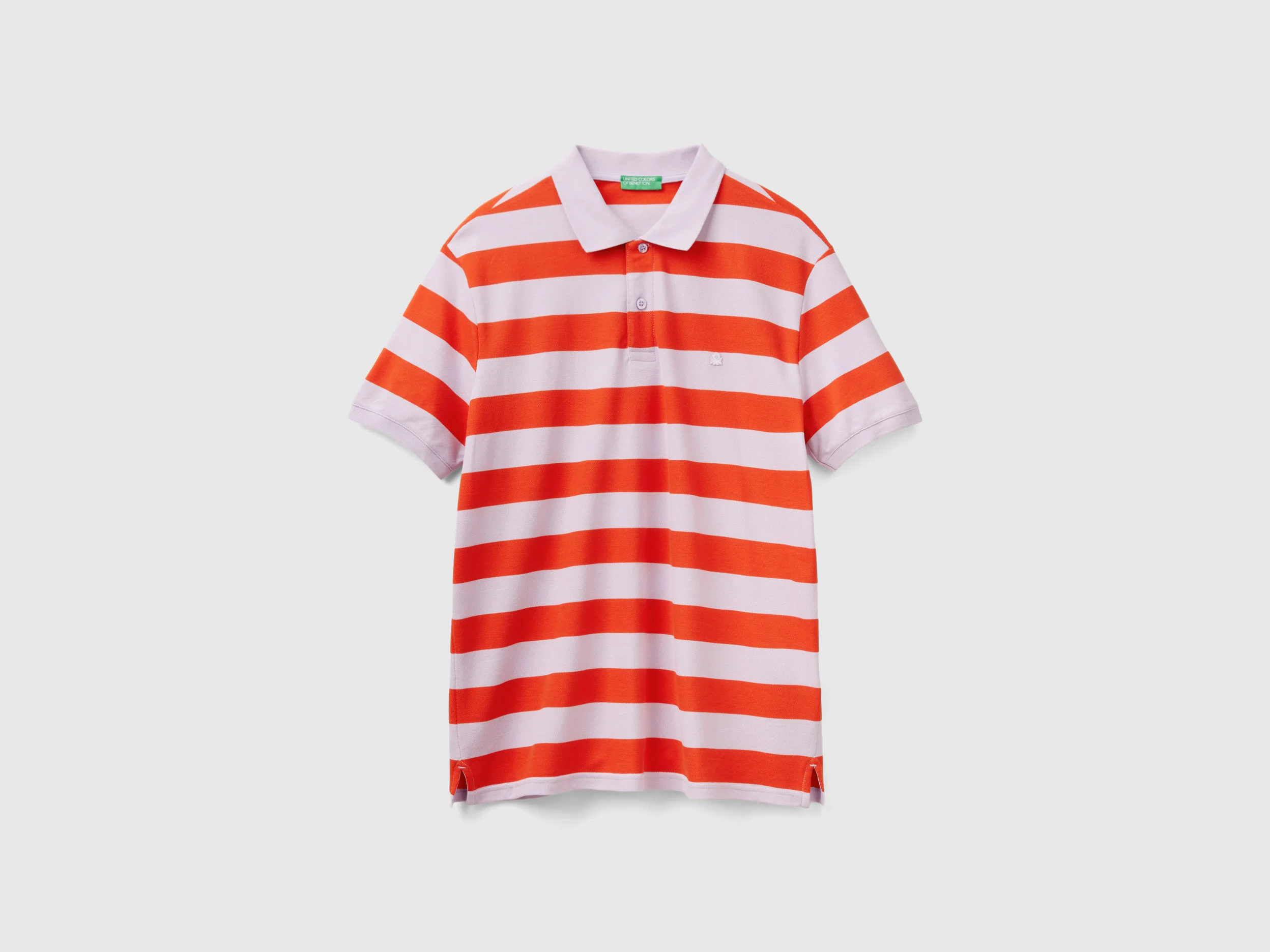 Polo a righe lilla e rosse