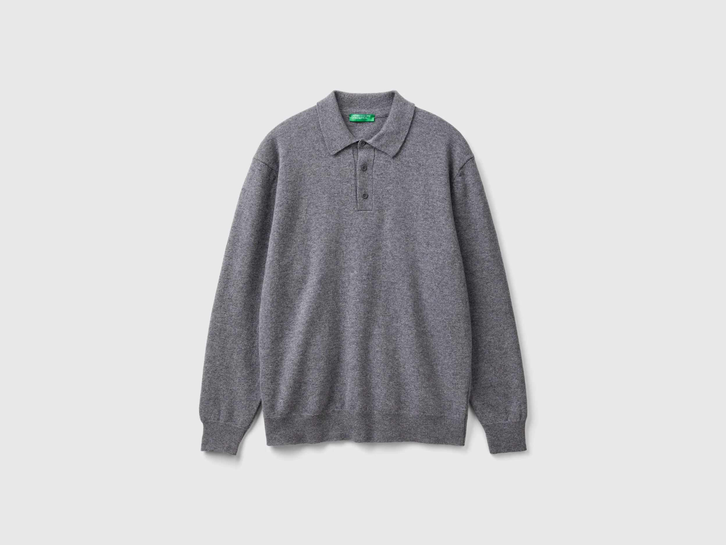 Polo grigo scuro in pura lana Merino