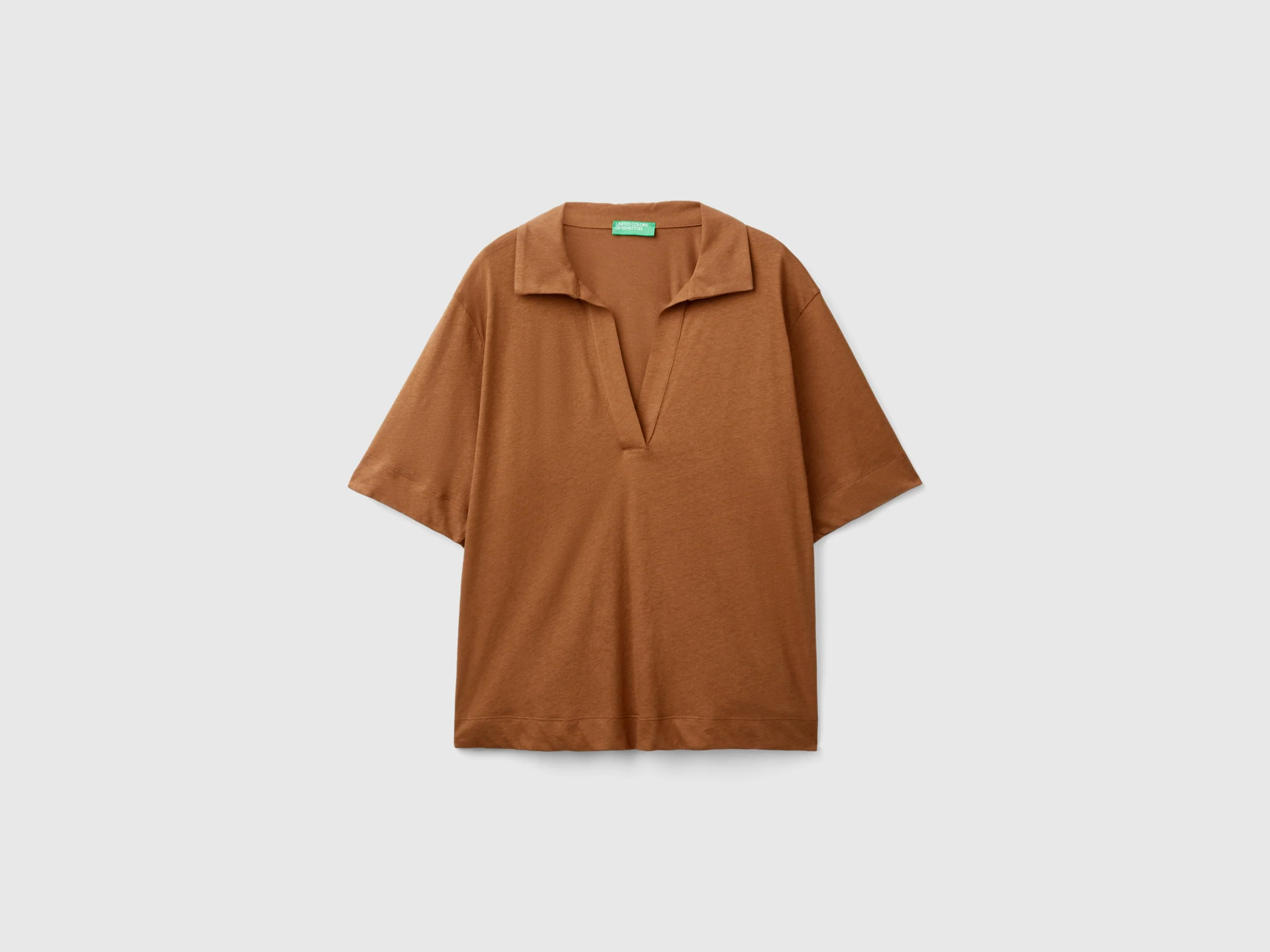 Polo in misto cotone e lino