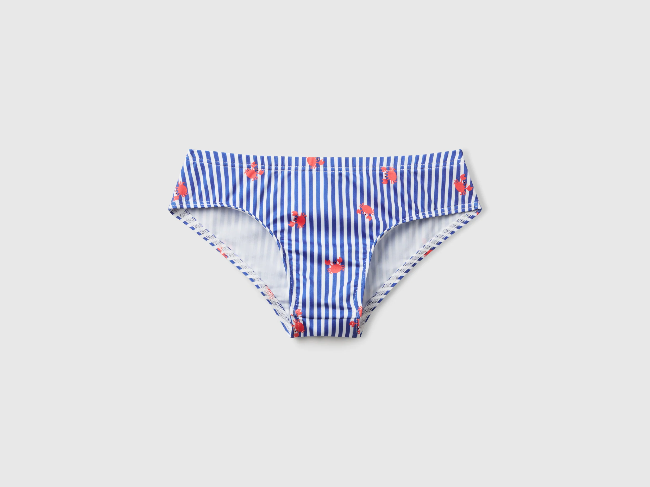 Slip mare a righe con stampa granchi