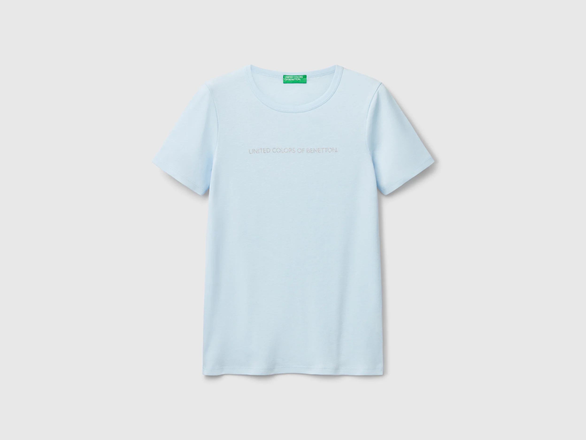 T-shirt 100% cotone con stampa logo glitter