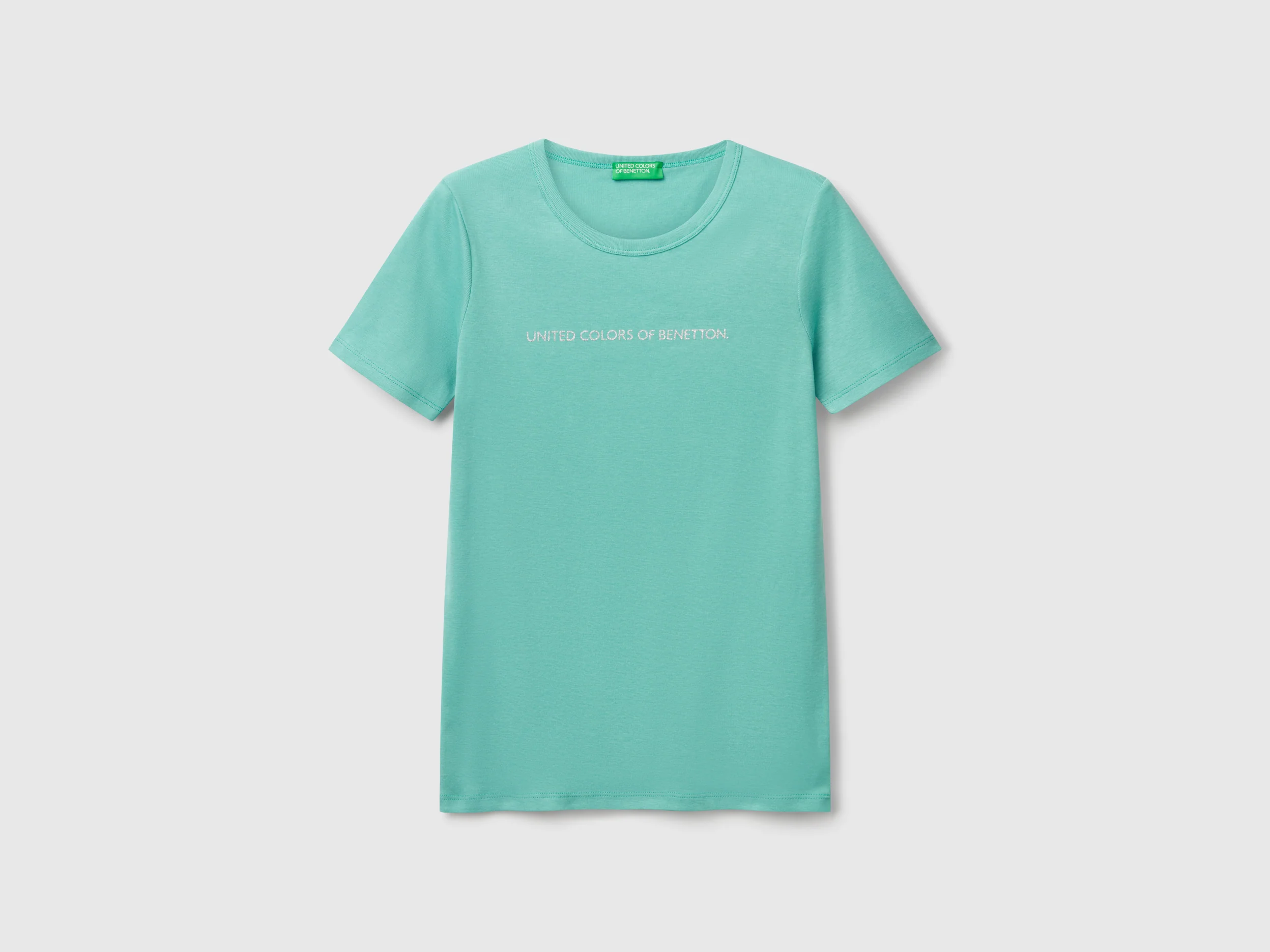 T-shirt 100% cotone con stampa logo glitter