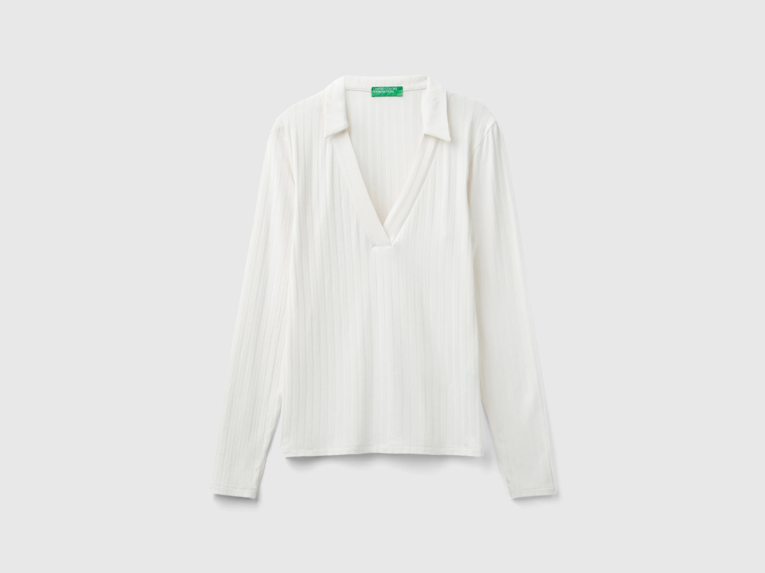 T-shirt a costine con colletto