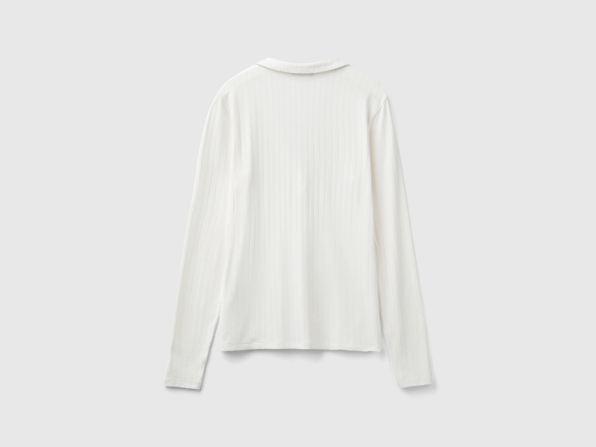 T-shirt a costine con colletto - Image 2