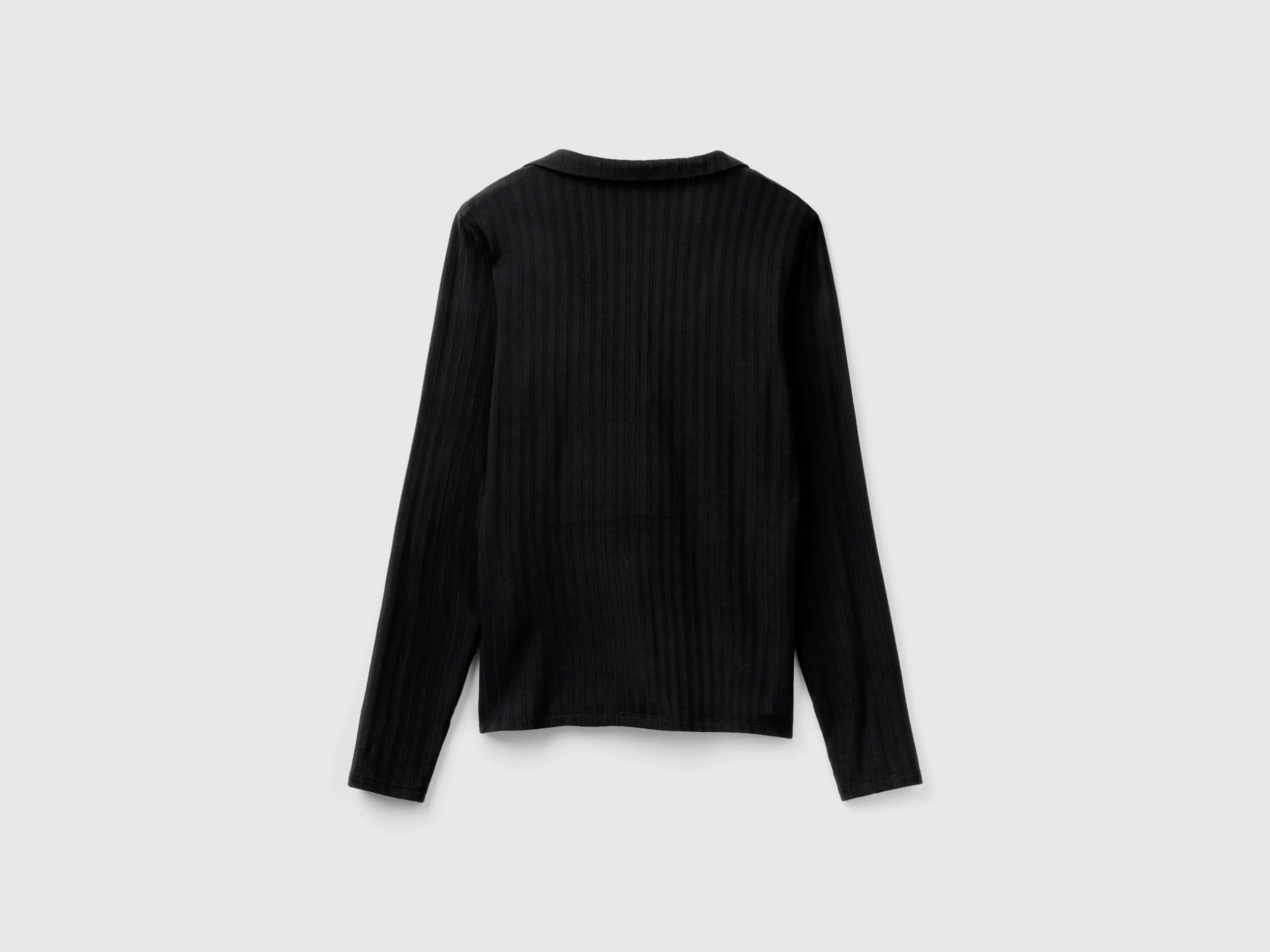T-shirt a costine con colletto - Image 2