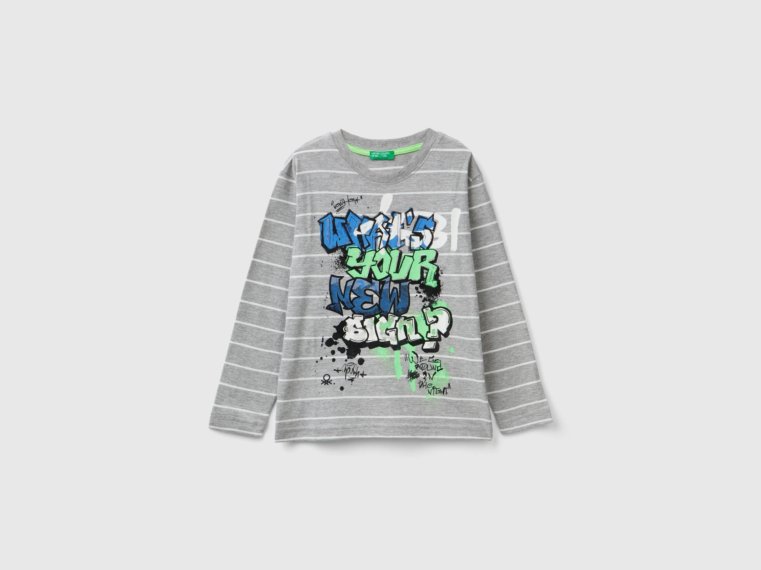 T-shirt a righe con slogan