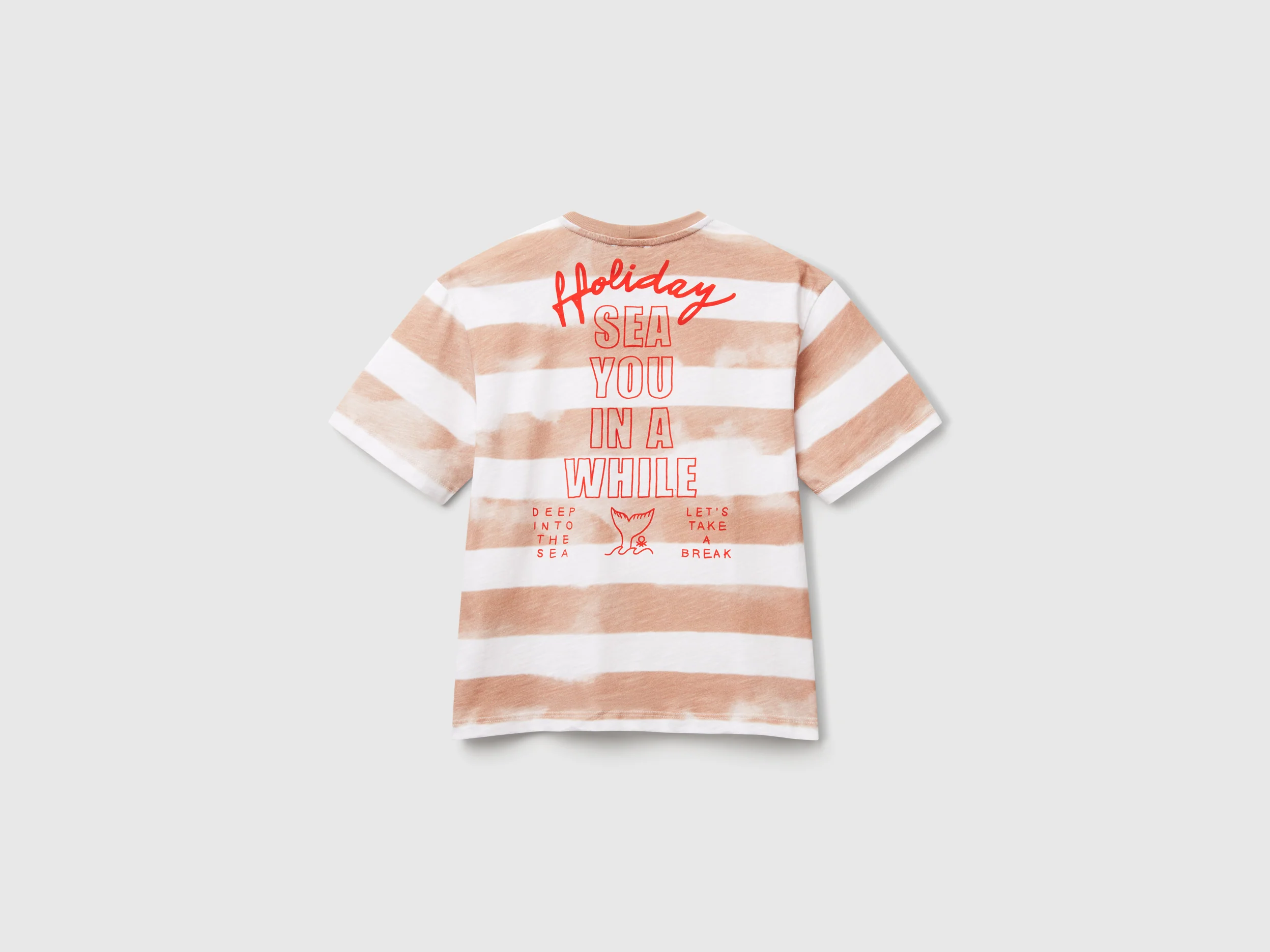T-shirt a righe con stampa davanti e dietro - Image 2
