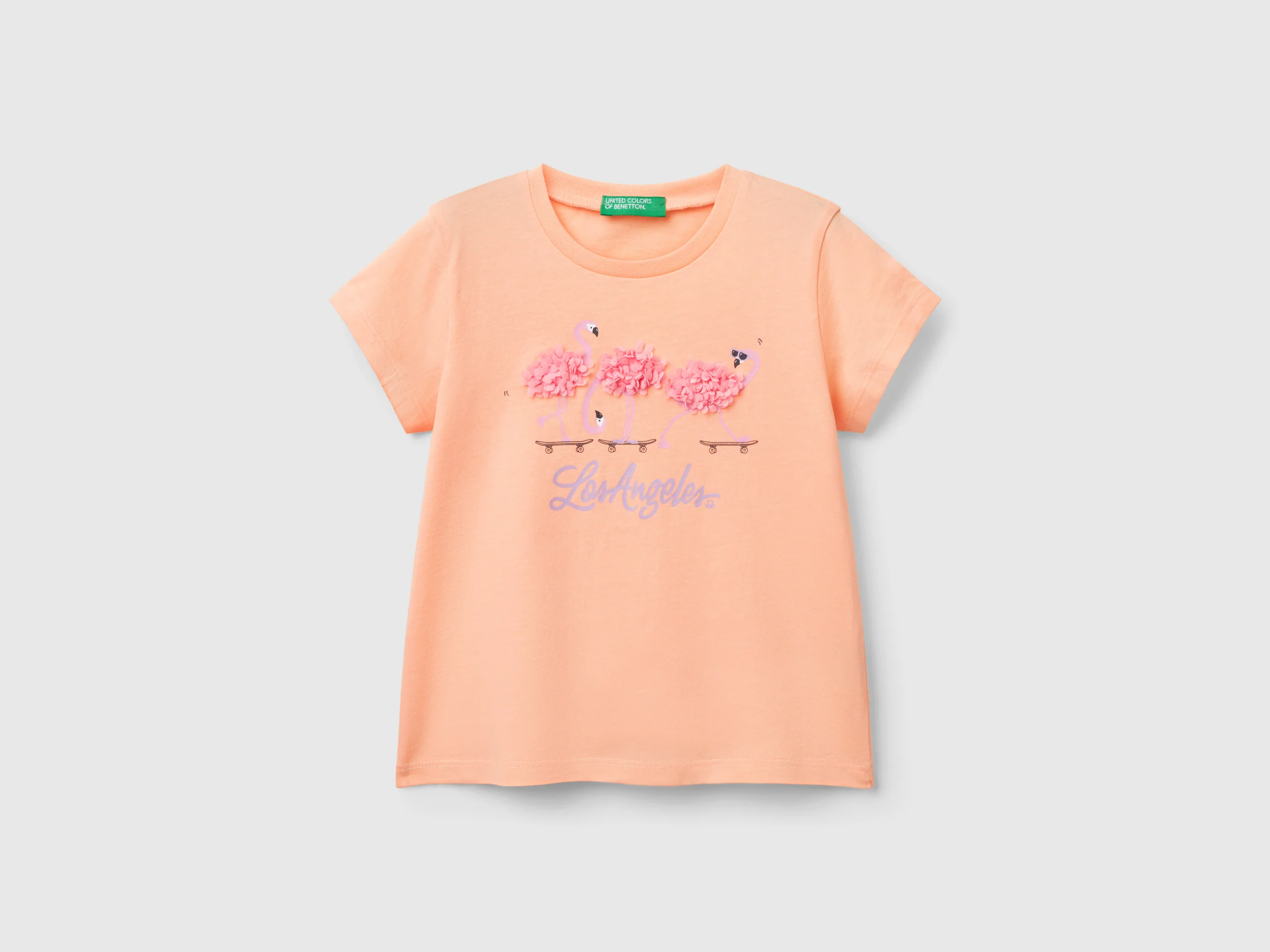 T-shirt con applicazione effetto petali